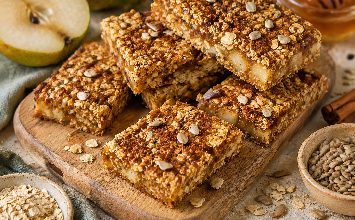 Batony owsiane z gruszką i cynamonem