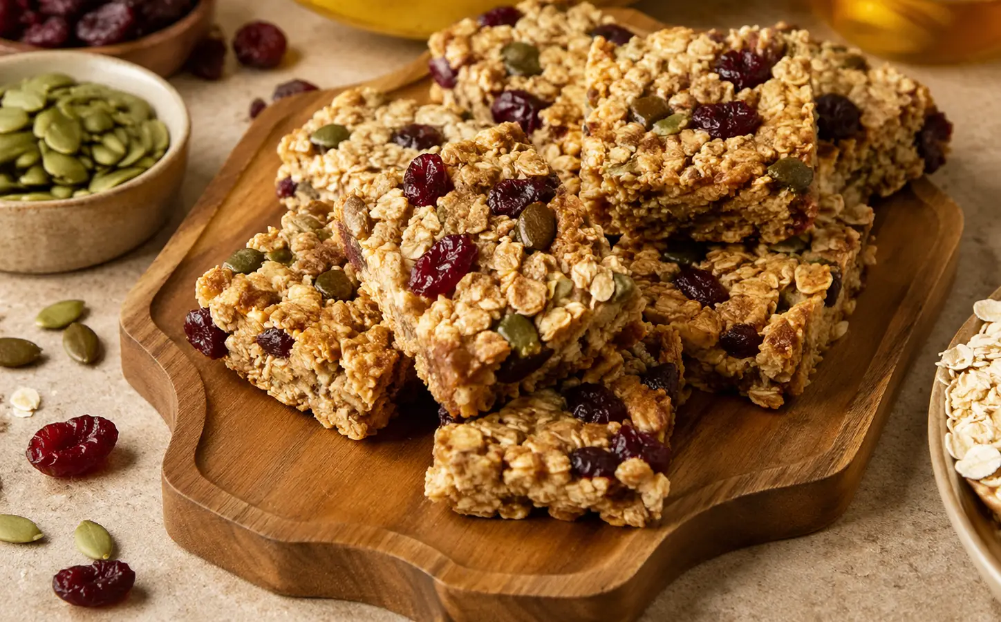 Batony z żurawiną i pestkami dyni