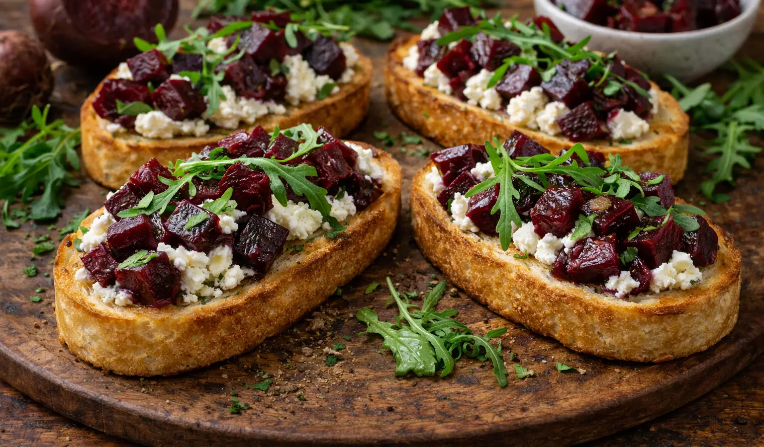 Bruschetta z kozim serem i burakiem