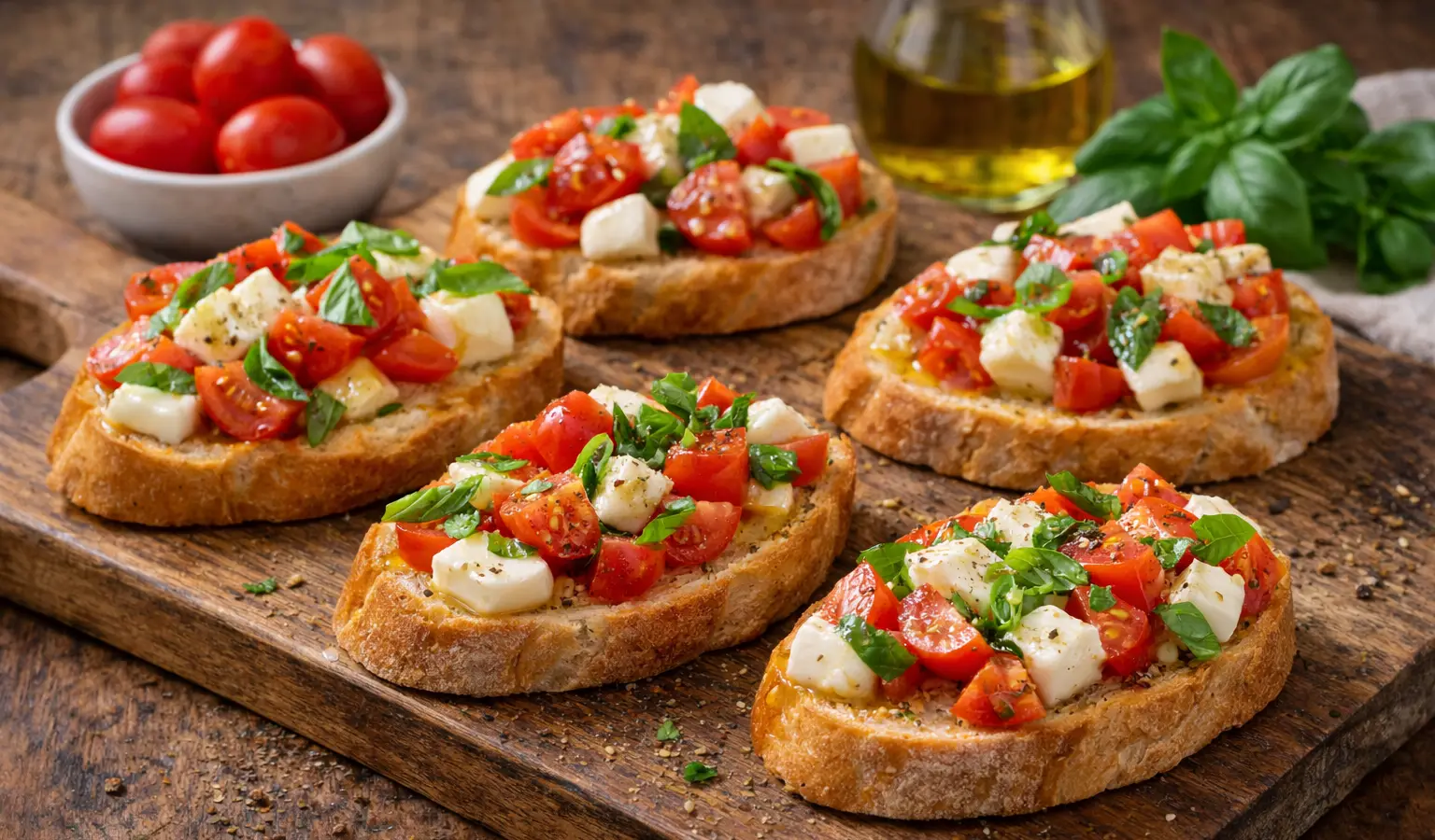Bruschetta z mozzarellą i pomidorkami