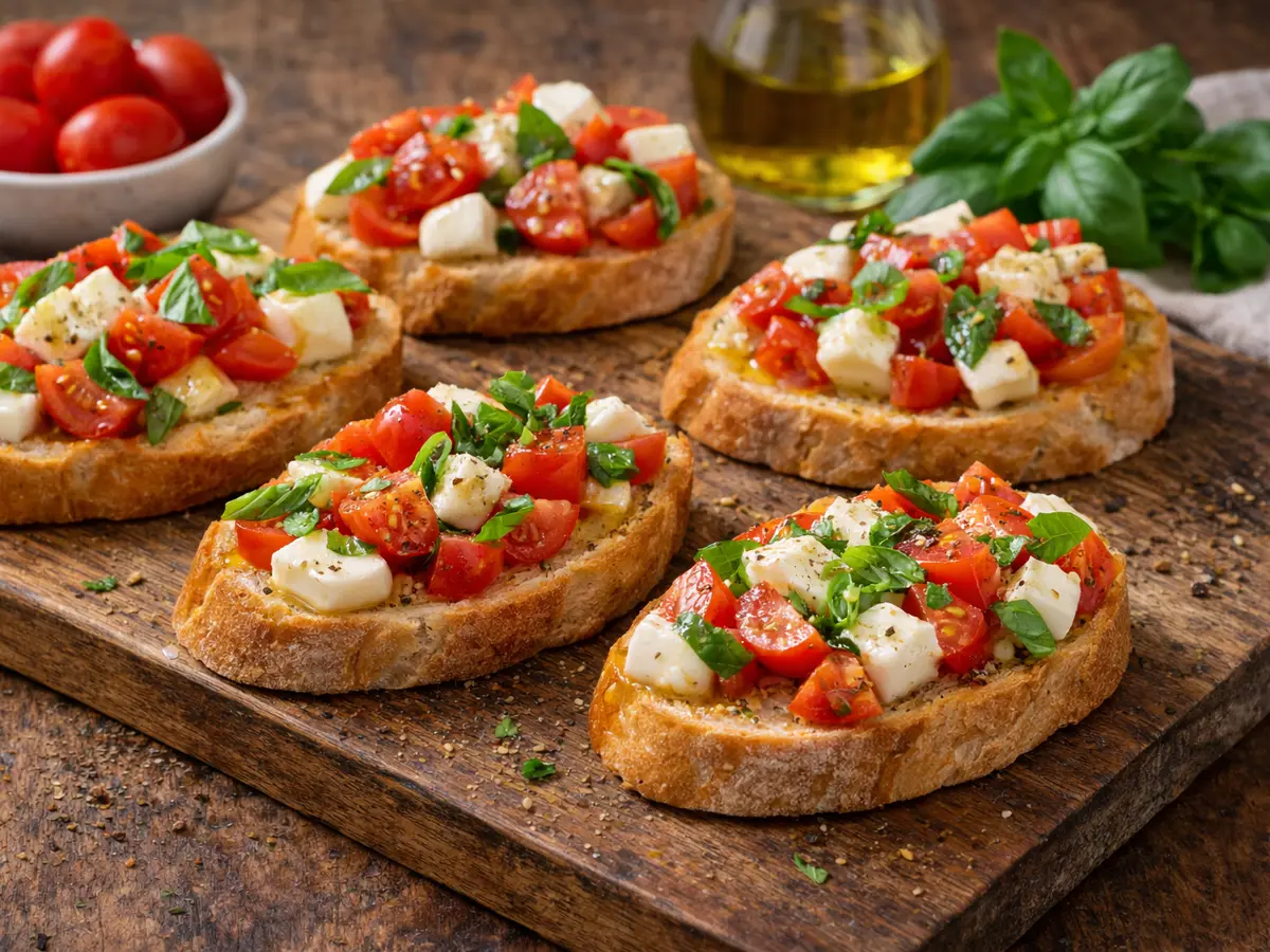 Bruschetta z mozzarellą i pomidorkami