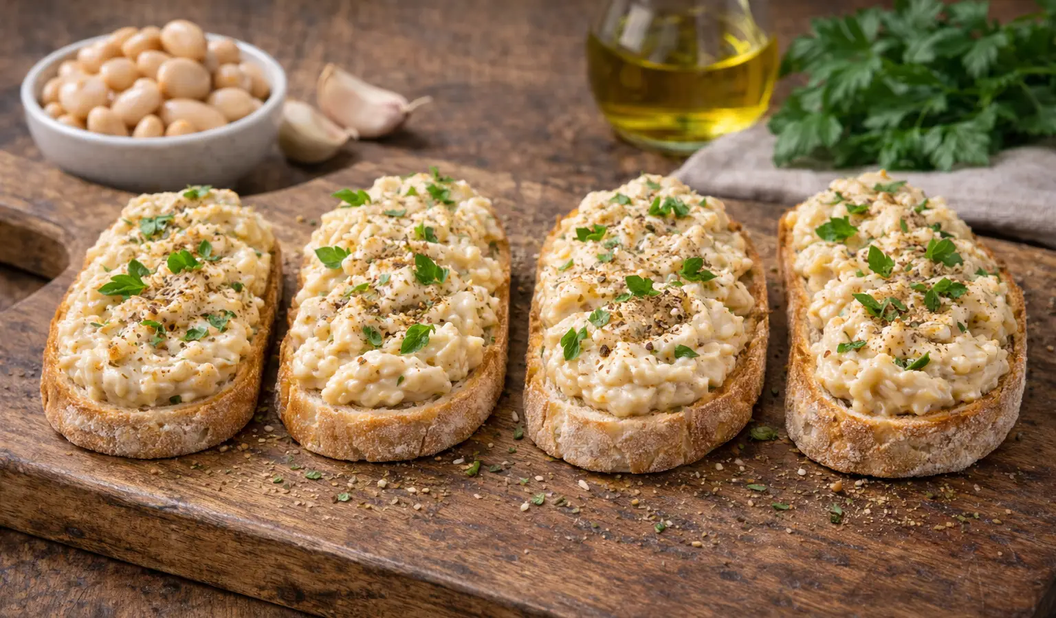 Bruschetta z pastą z fasoli