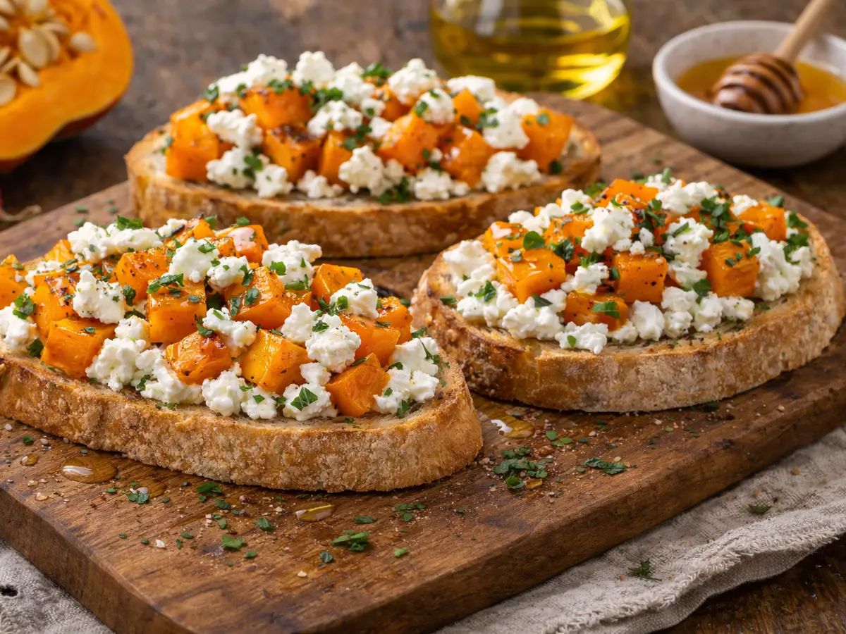 Bruschetta z pieczoną dynią i fetą