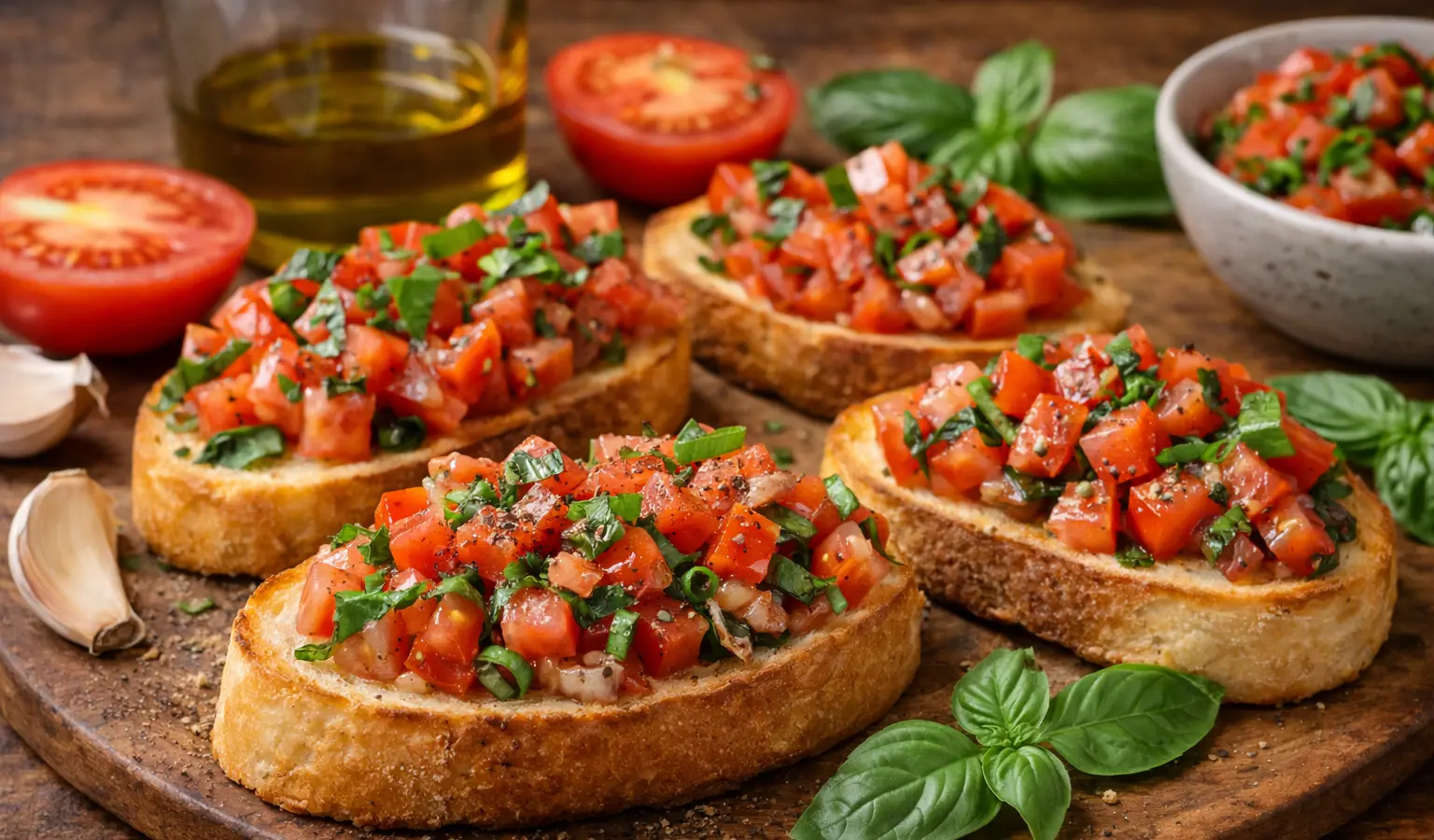 Bruschetta z pomidorami i bazylią