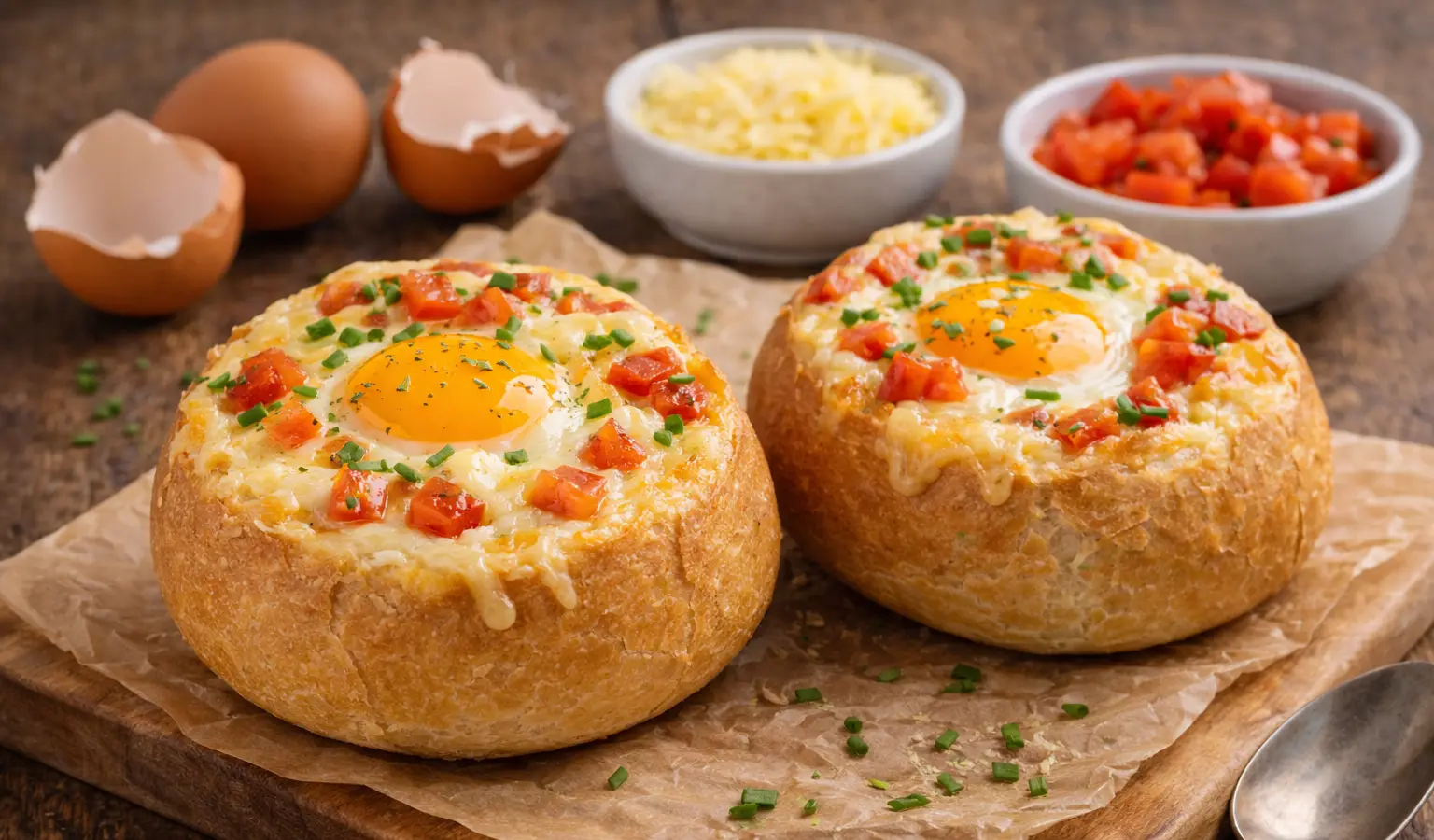 Bułeczki śniadaniowe z jajkiem i serem
