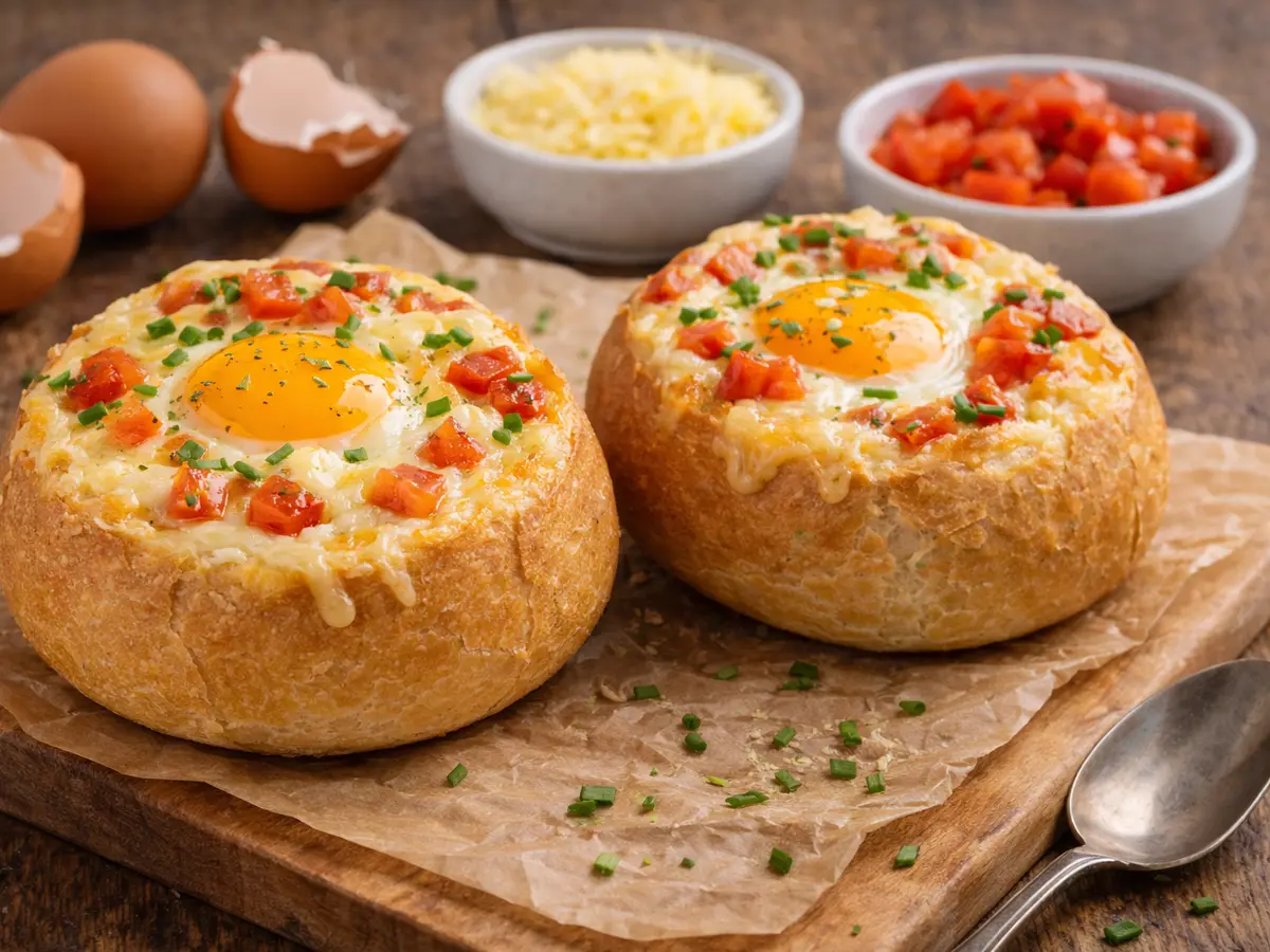 Bułeczki śniadaniowe z jajkiem i serem