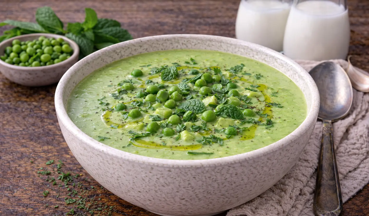 Chłodnik z zielonego groszku