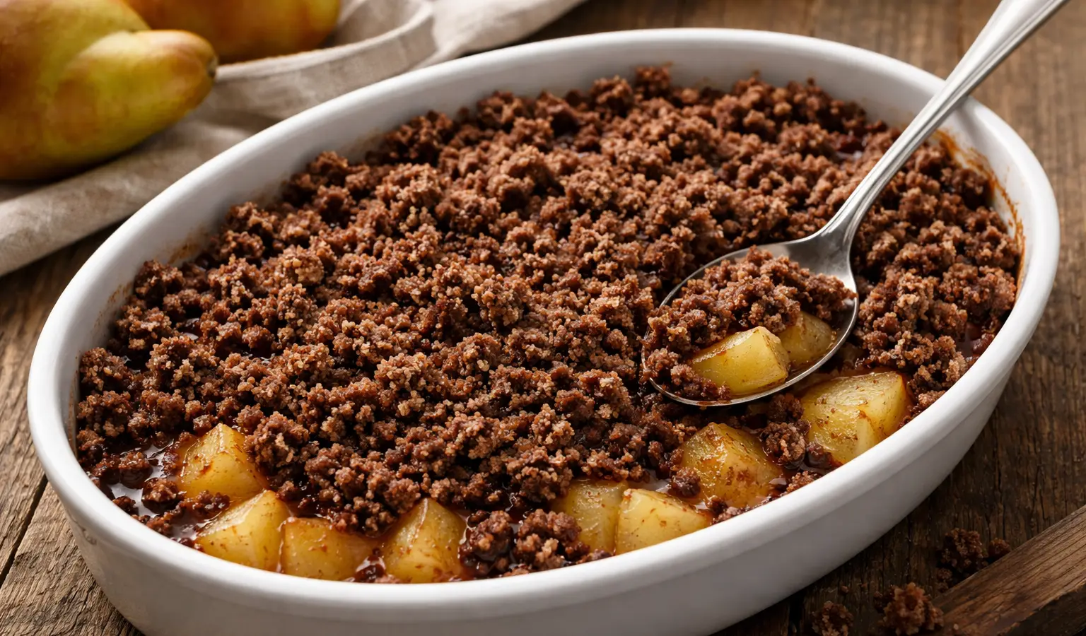 Crumble gruszkowe z kakao