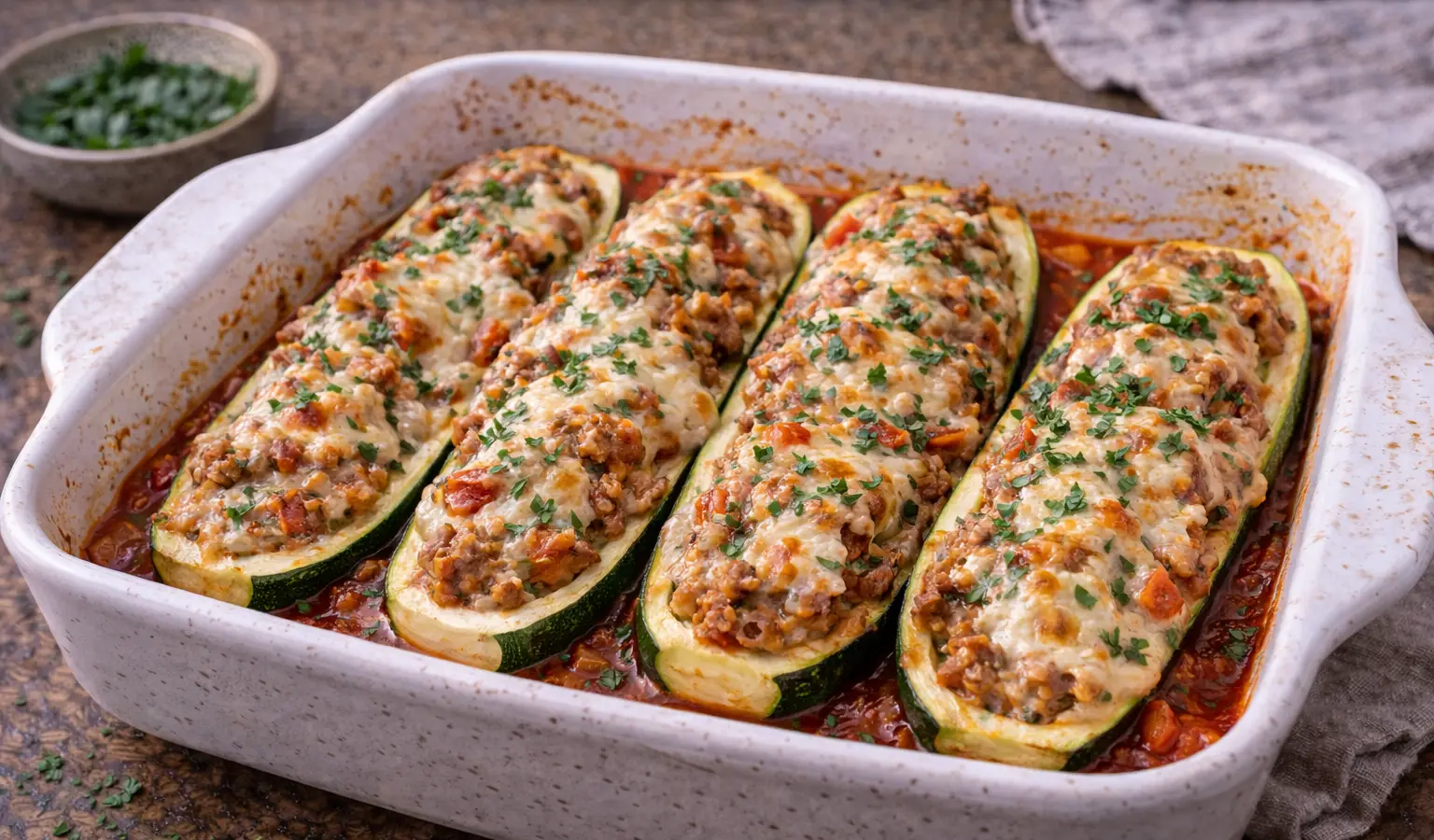 Cukinie faszerowane mięsem mielonym