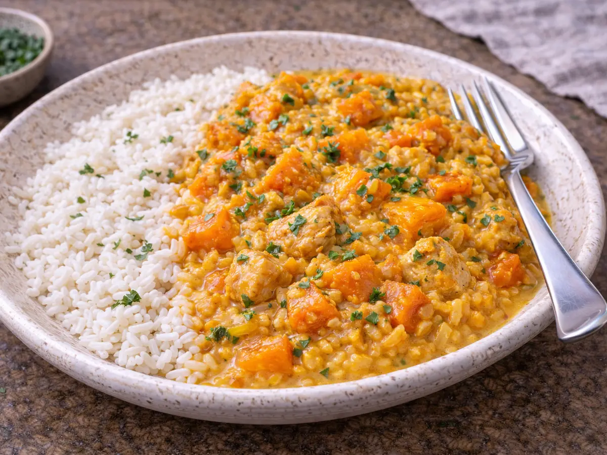 Curry z batatem i czerwoną soczewicą