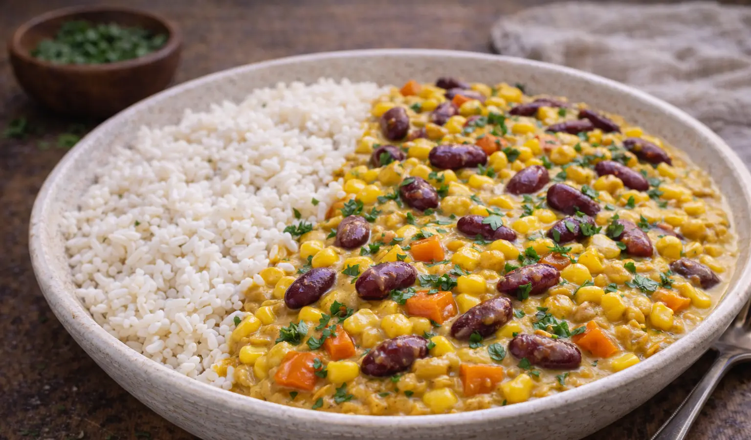 Curry z fasolą i kukurydzą