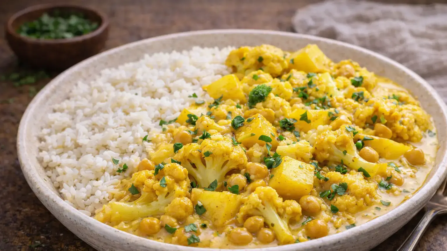 Curry z kalafiorem i ziemniakami