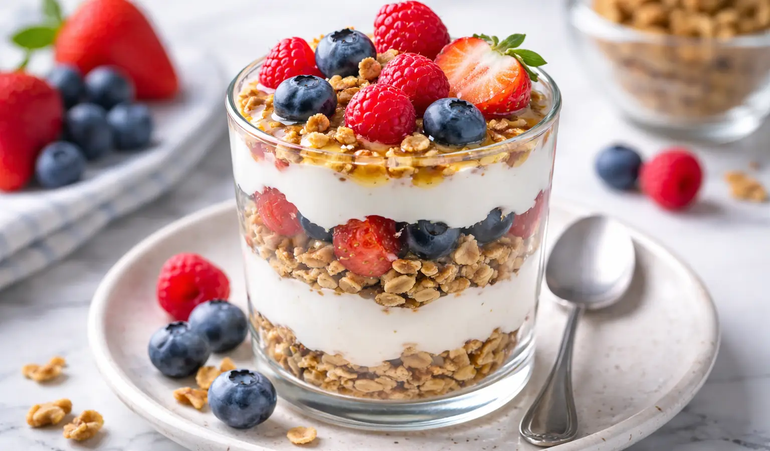 Deser jogurtowy z granolą i owocami
