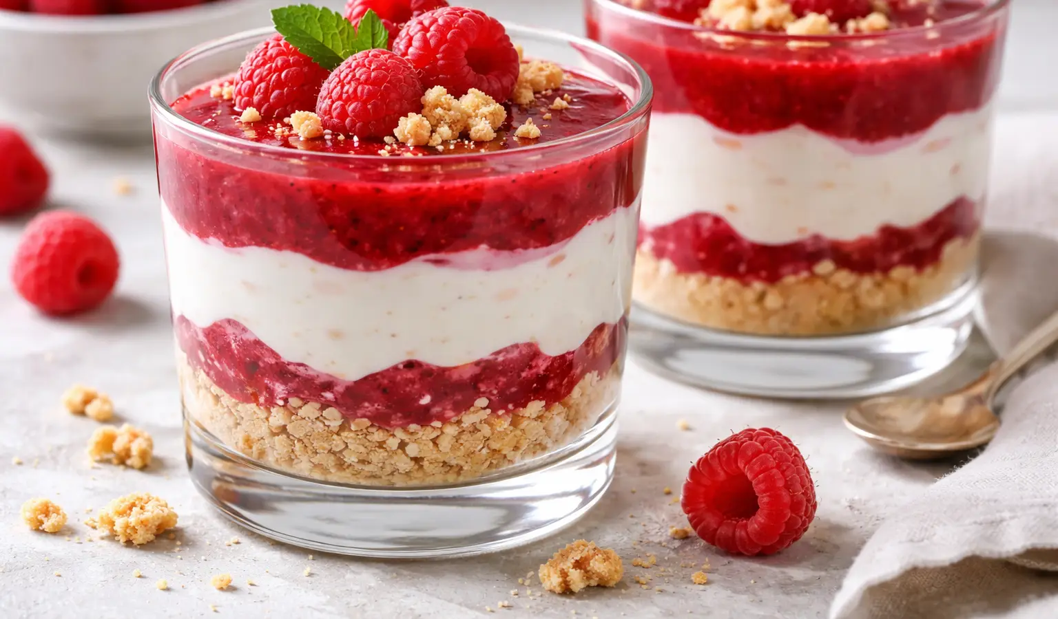 Deser jogurtowy z musem malinowym