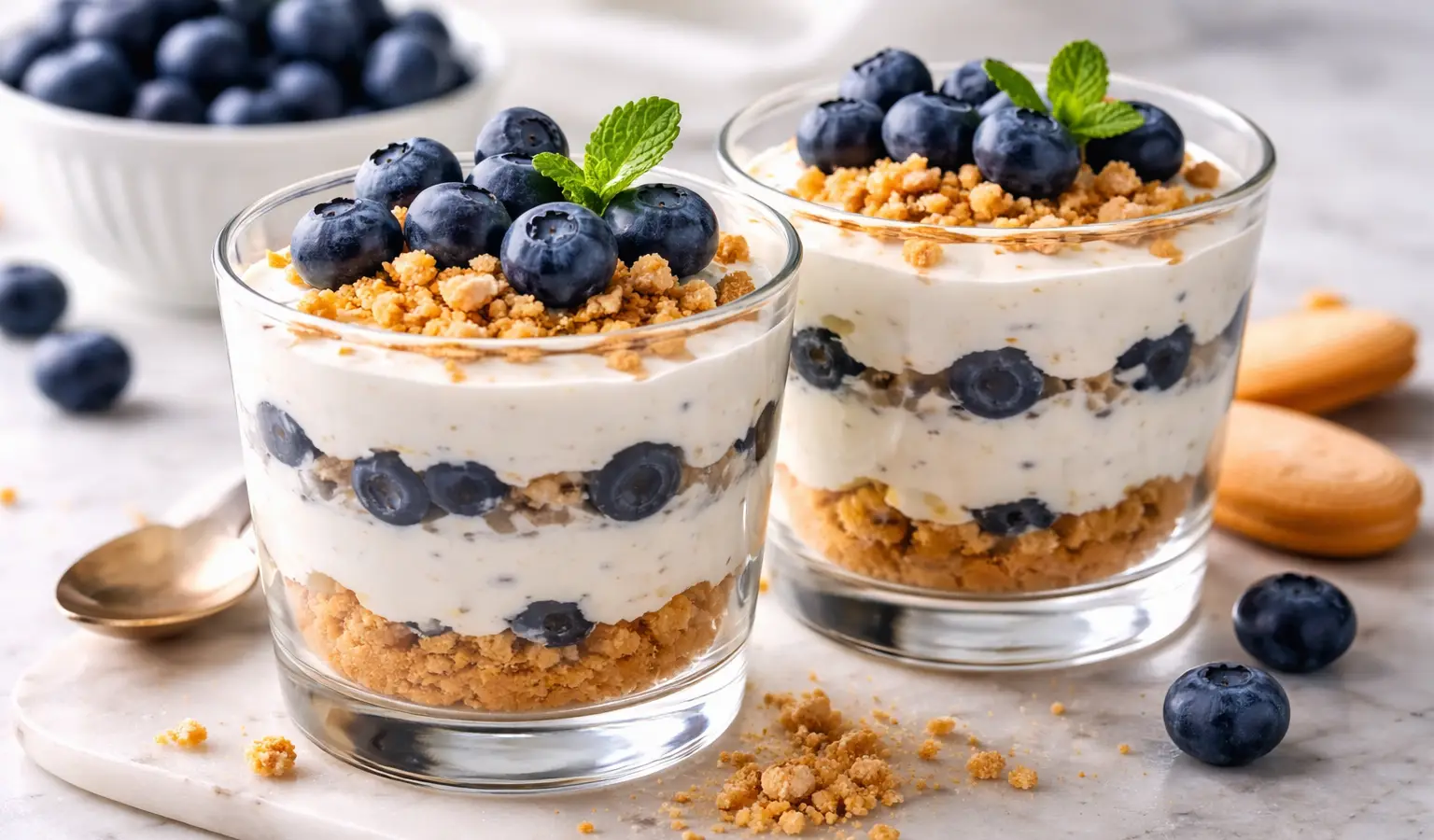 Deser z mascarpone i borówkami