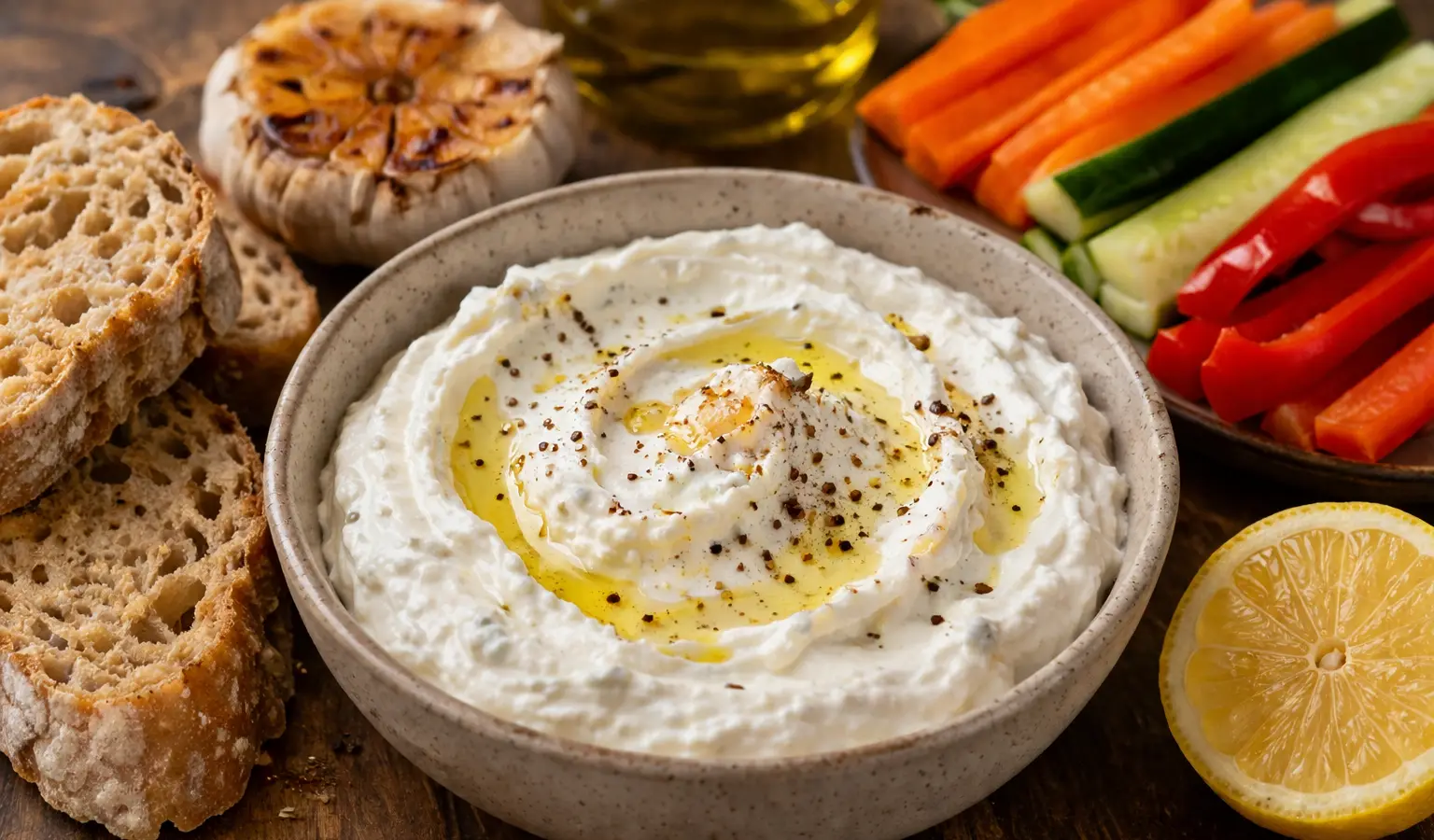 Dip jogurtowy z pieczonym czosnkiem