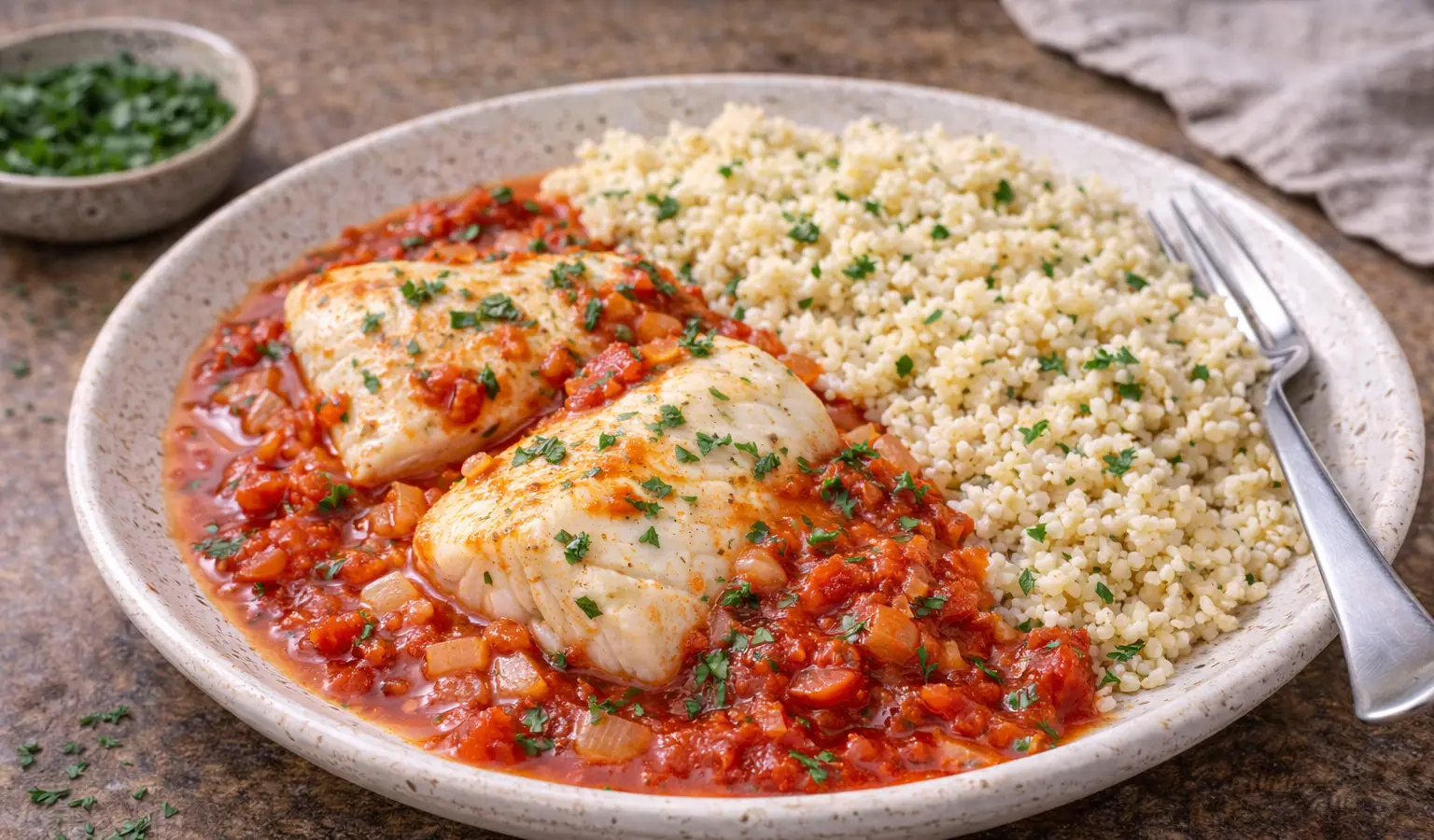 Dorsz w sosie pomidorowym