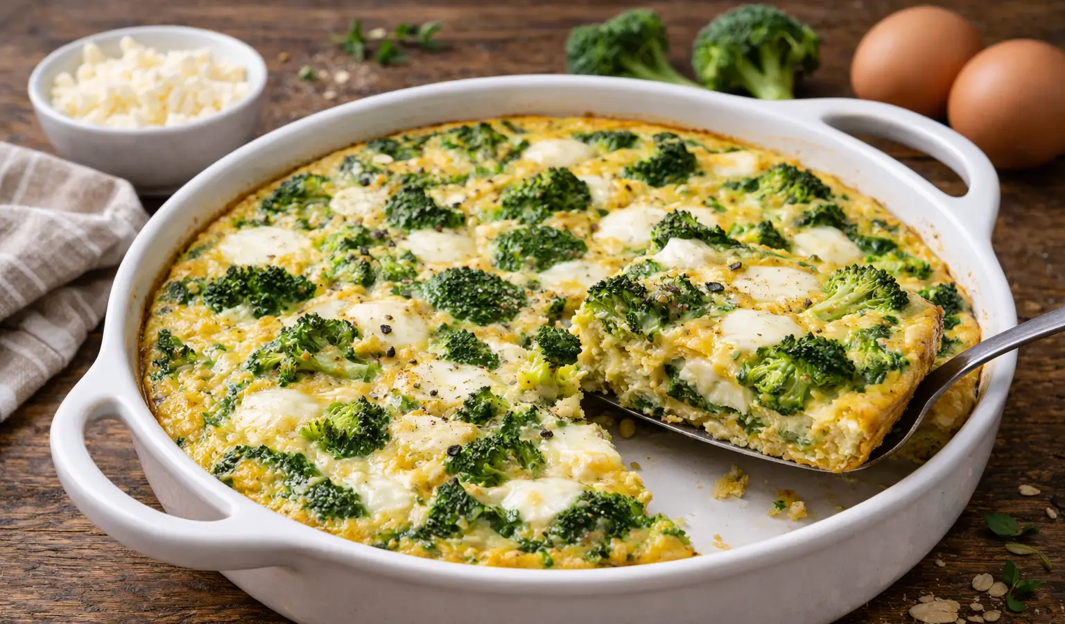 Frittata z brokułem i mozzarellą