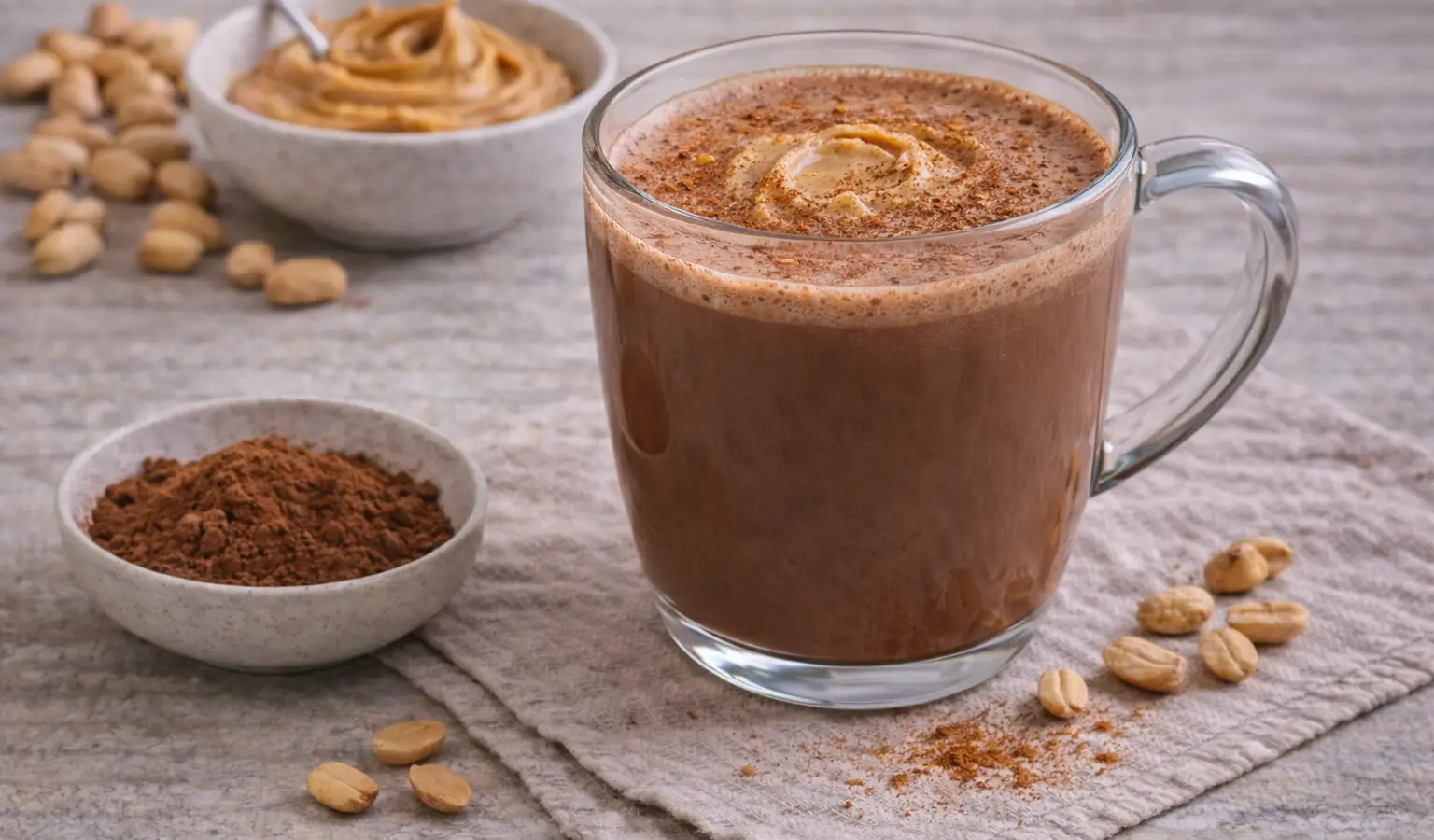 Gorące kakao z masłem orzechowym