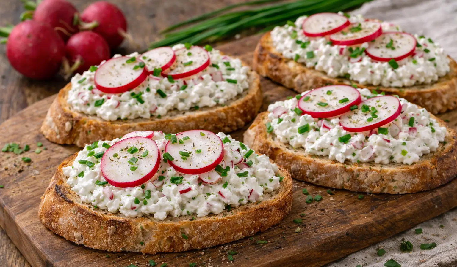 Grzanki z twarożkiem i rzodkiewką