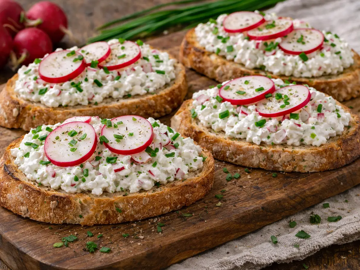 Grzanki z twarożkiem i rzodkiewką