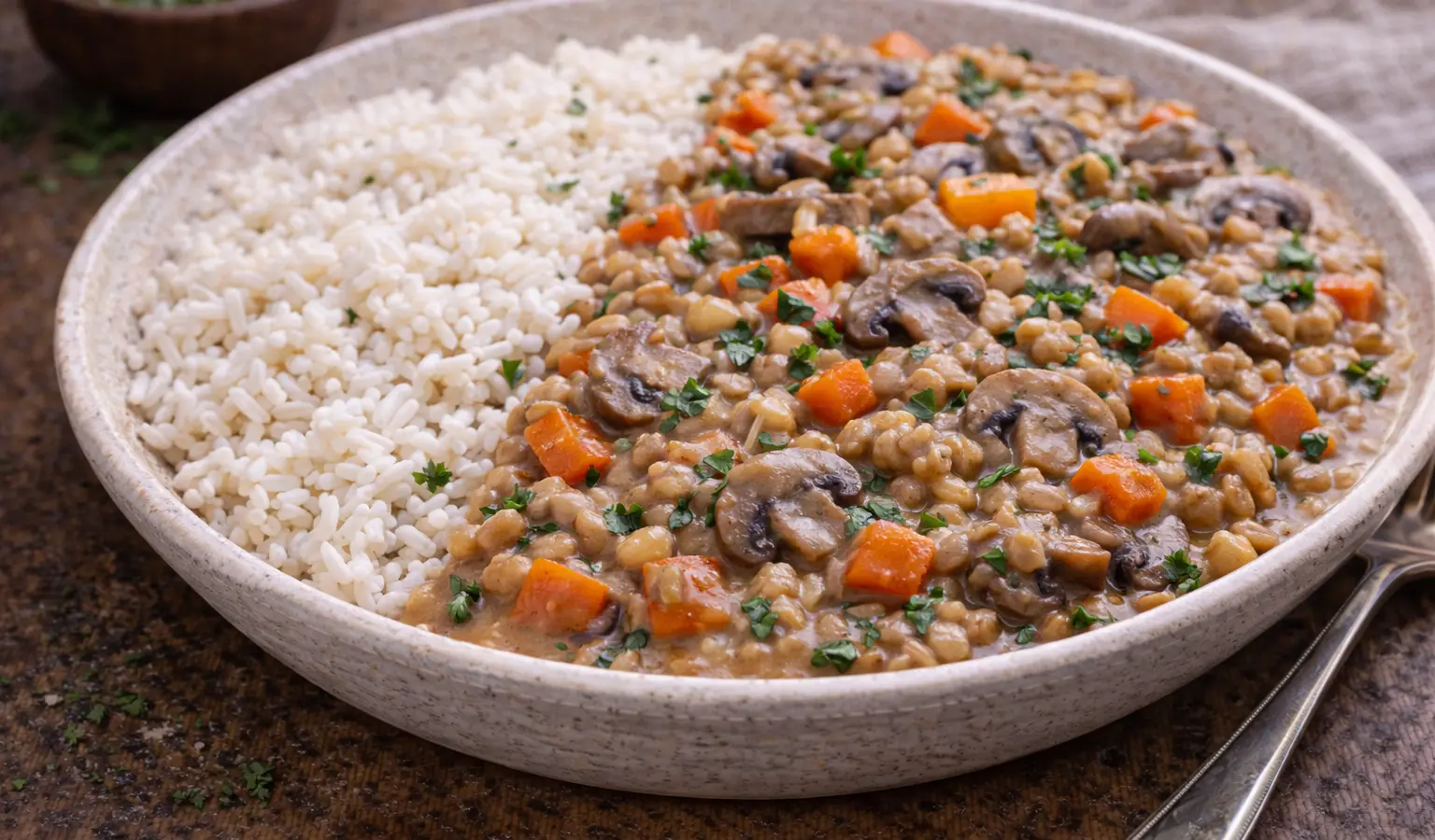 Gulasz z pieczarek i kaszy