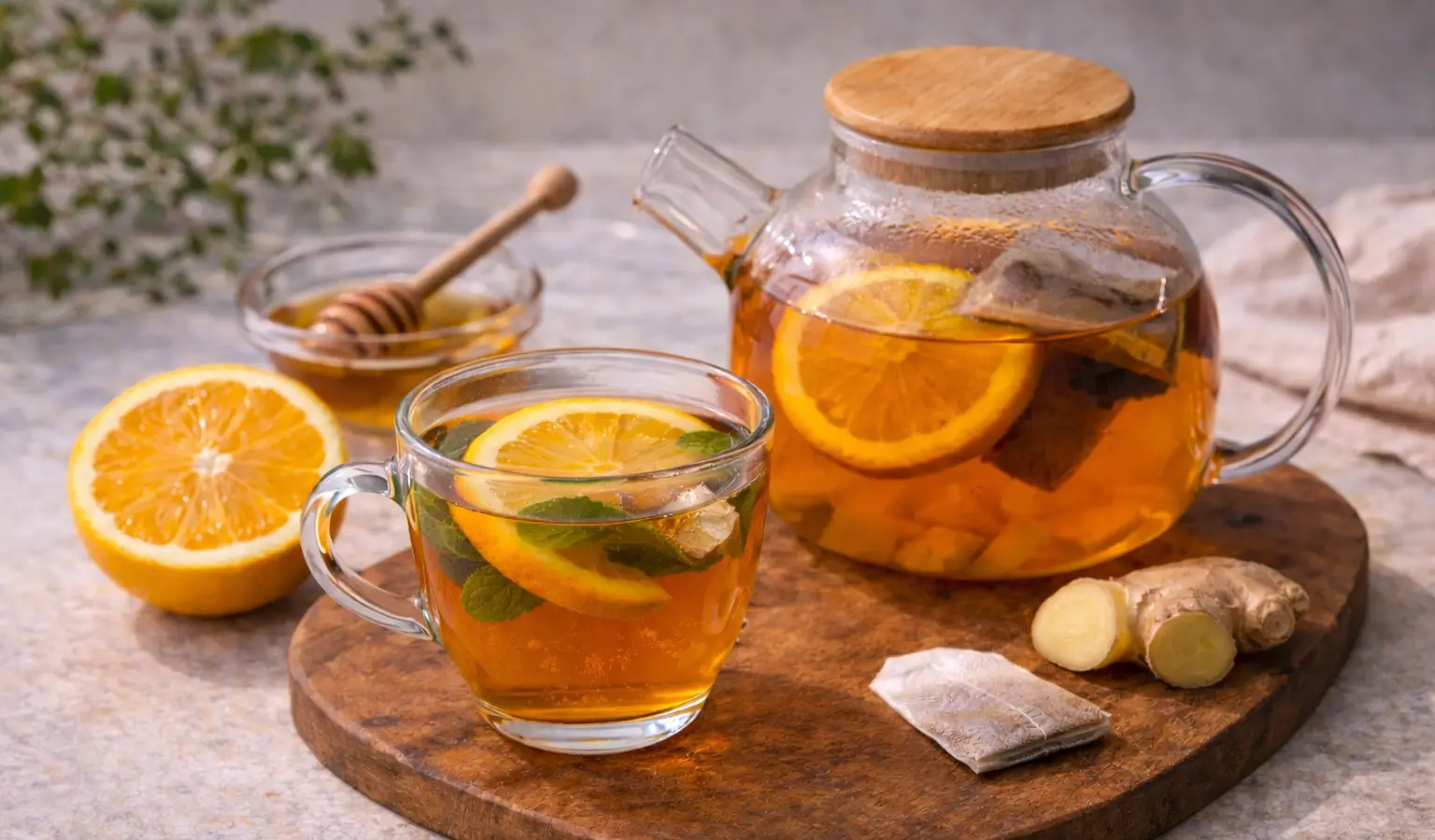 Herbata z imbirem i pomarańczą