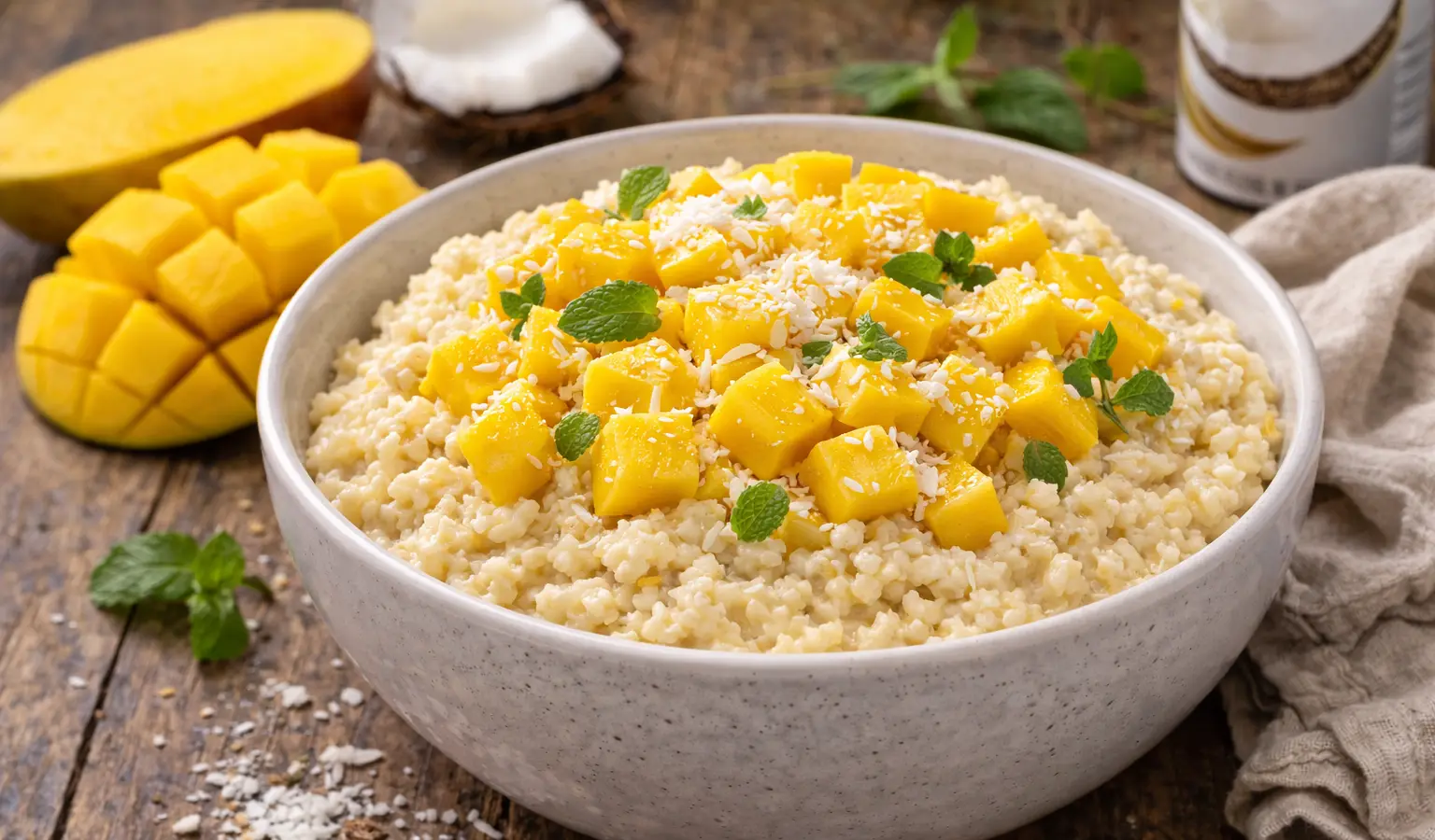 Jaglanka kokosowa z mango