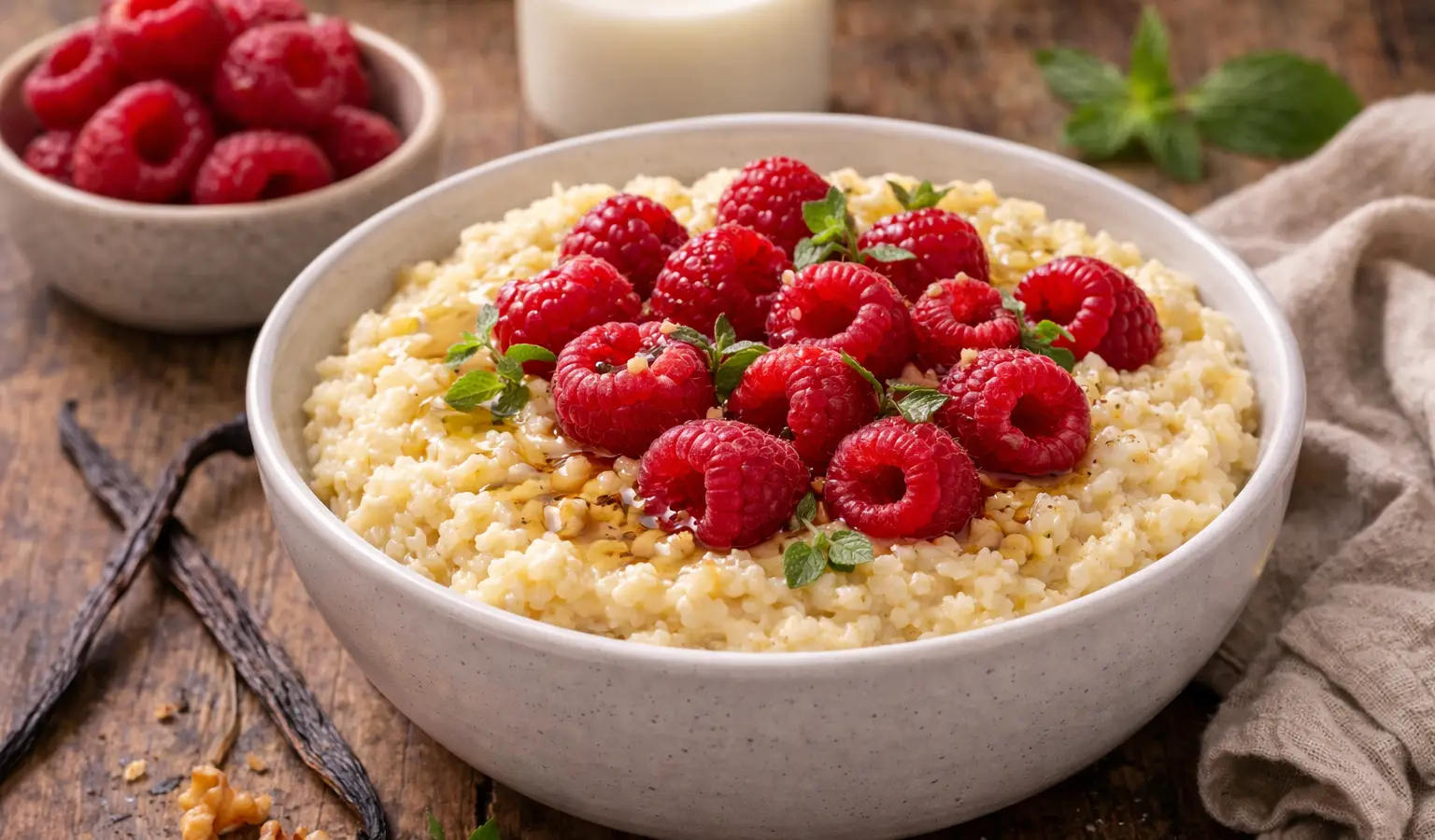 Jaglanka z malinami i wanilią