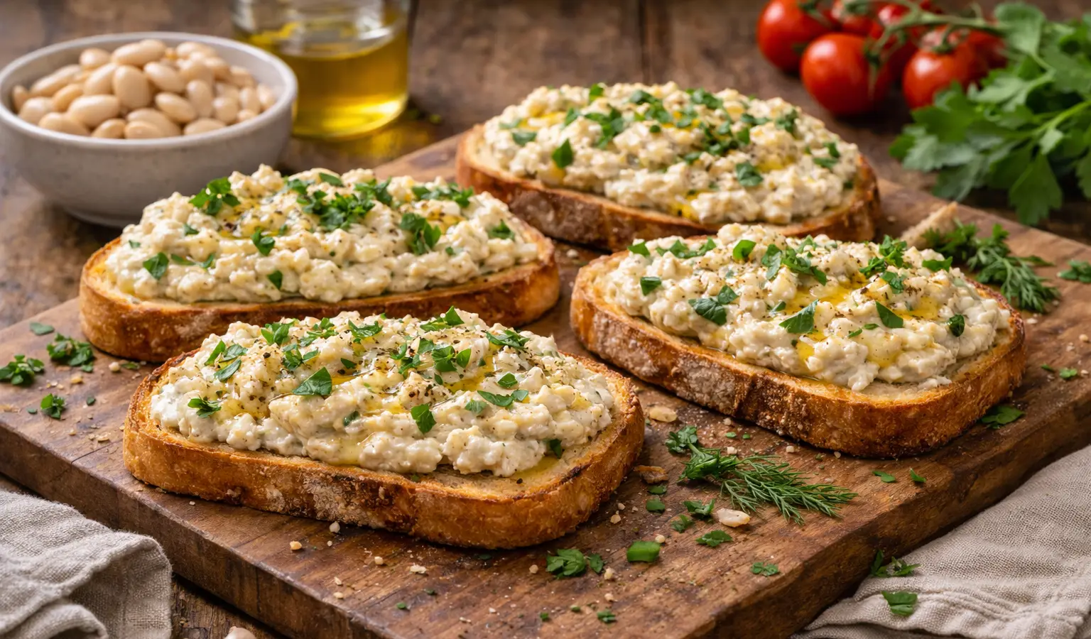 Kanapki z pastą z białej fasoli