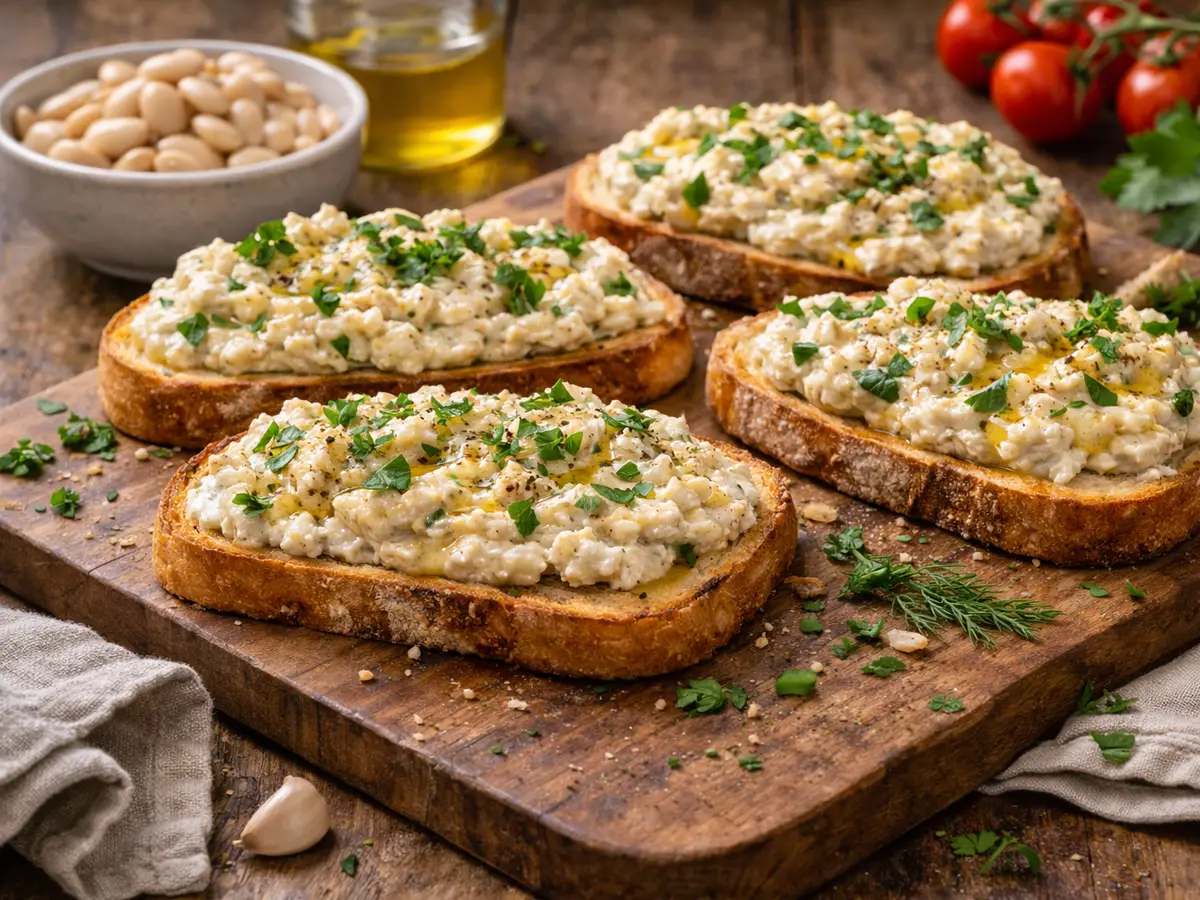 Kanapki z pastą z białej fasoli