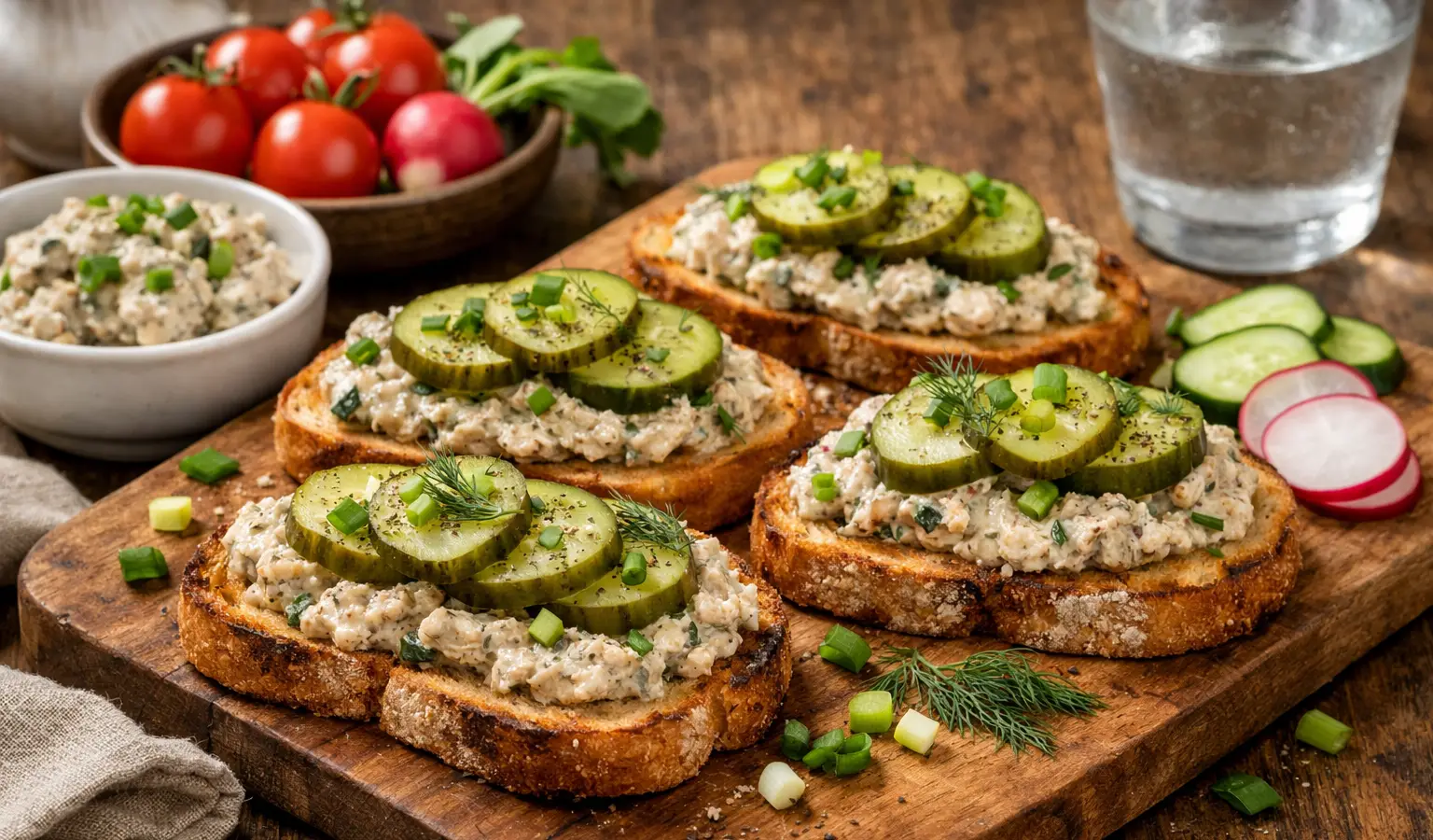 Kanapki z pastą z makreli i ogórkiem kiszonym