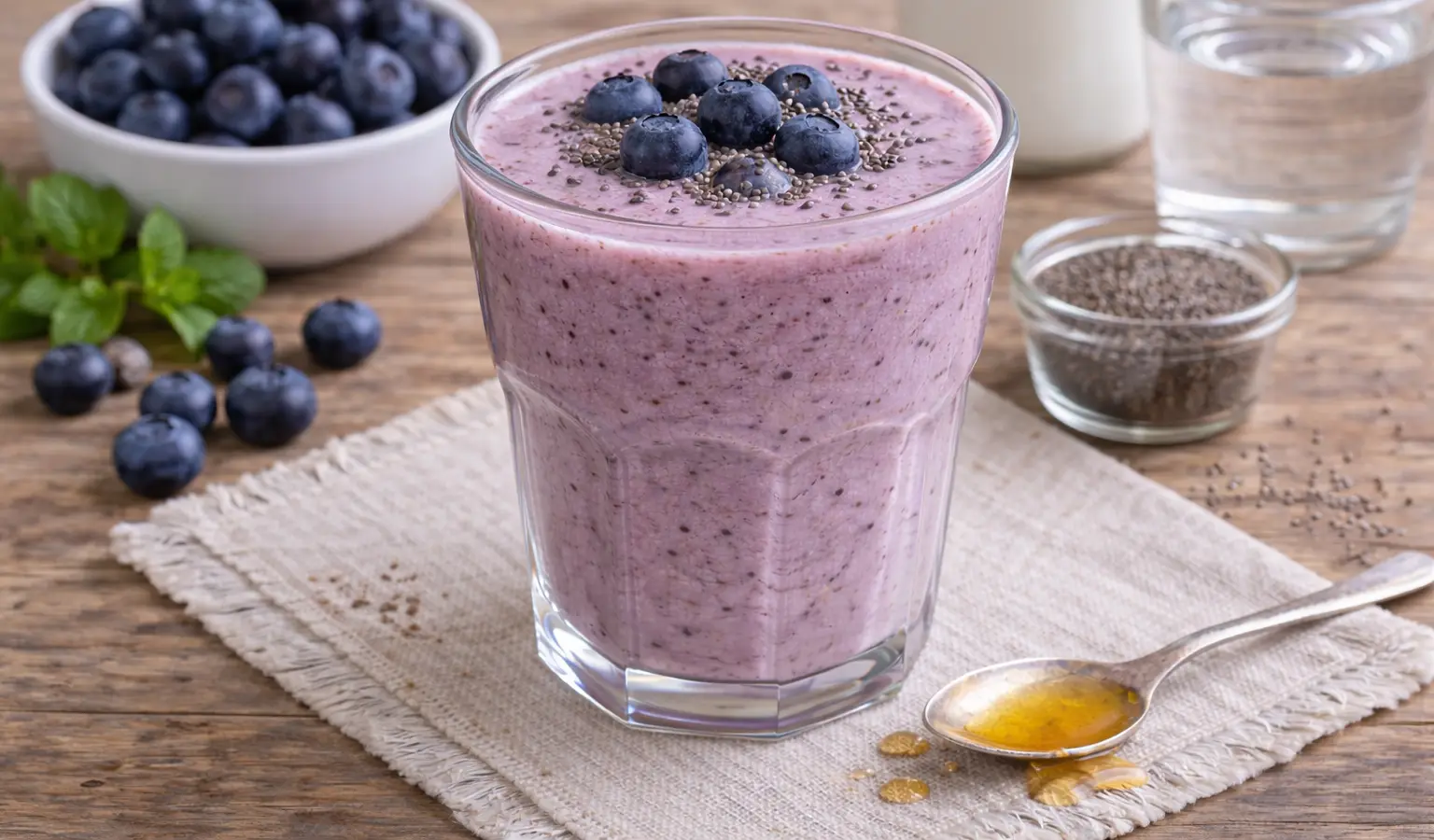 Kefir z borówkami i chia