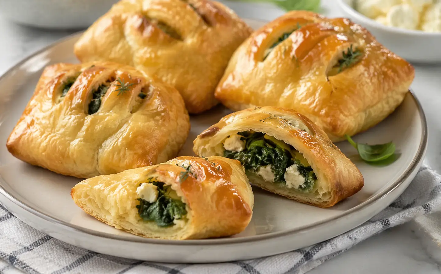 Kieszonki z ciasta francuskiego ze szpinakiem