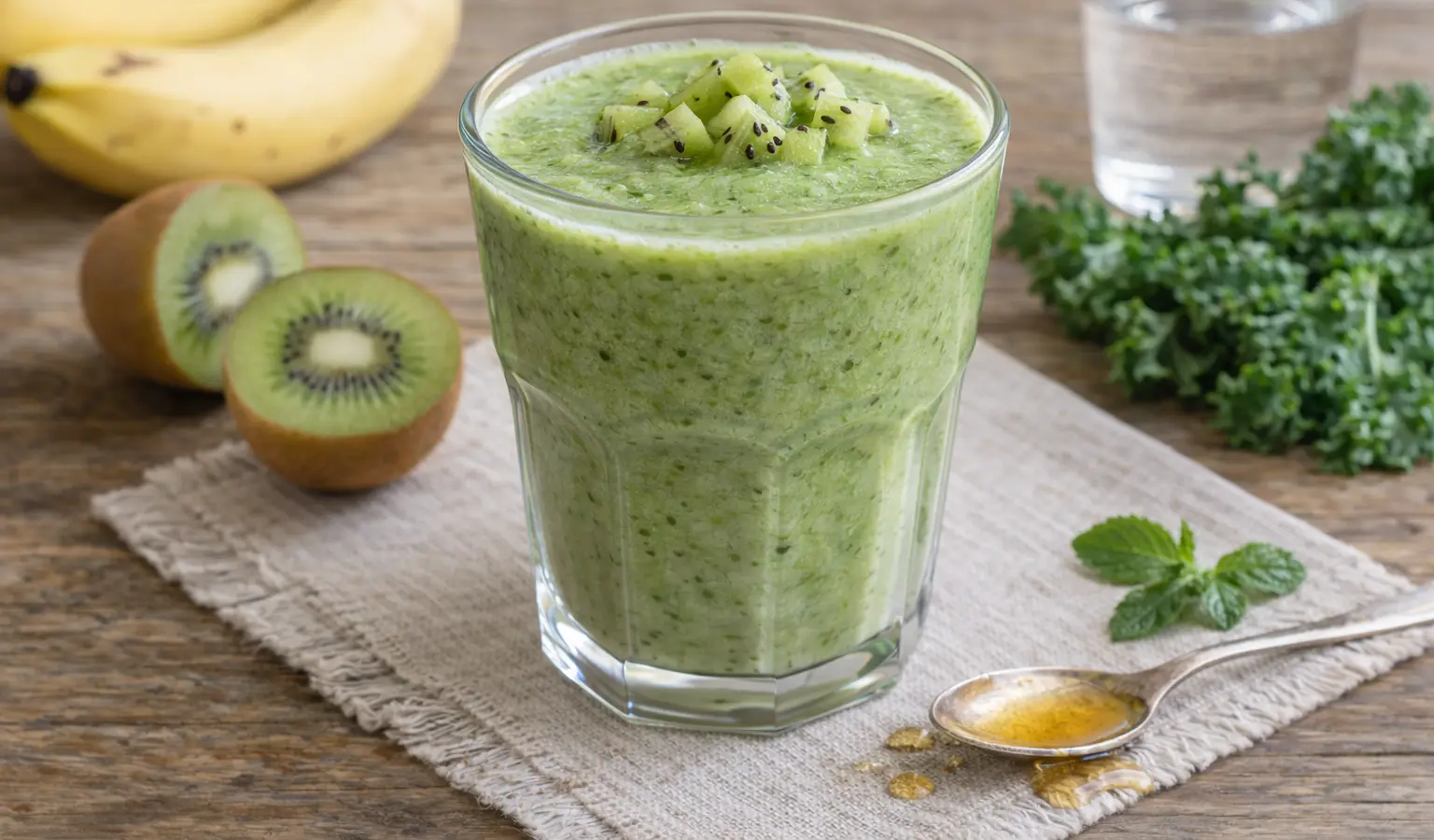 Koktajl z kiwi, jarmużu i banana