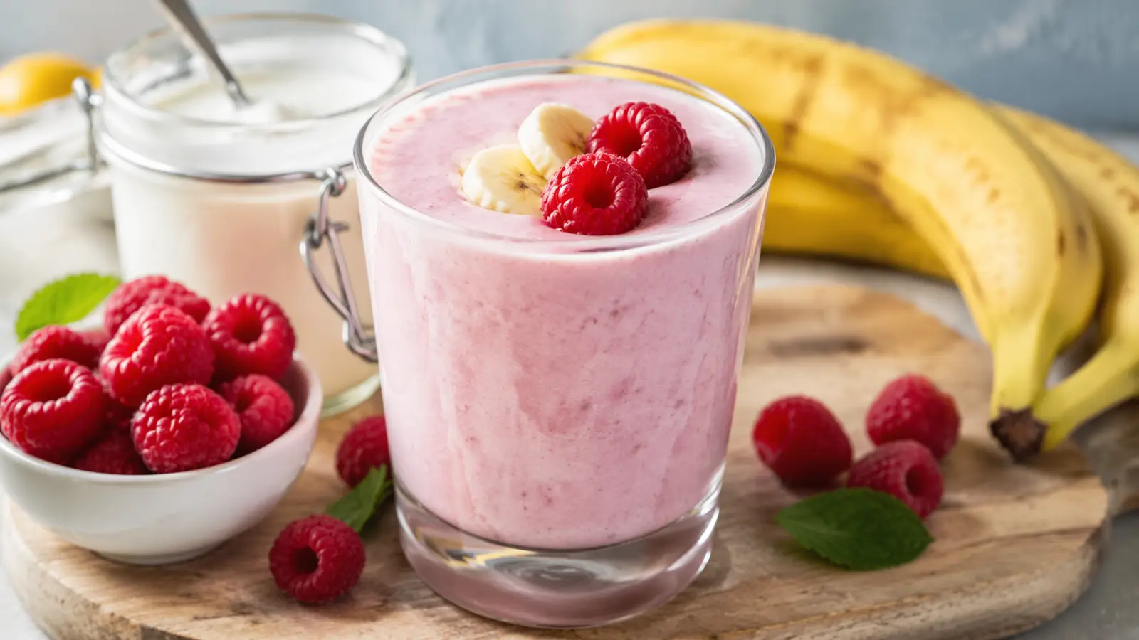 Koktajl malinowy z jogurtem