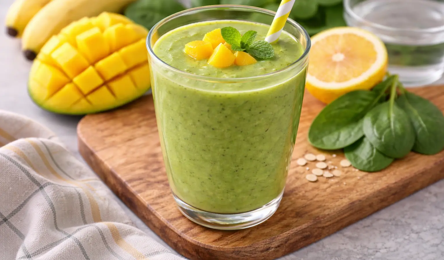 Zielony koktajl z mango i szpinakiem