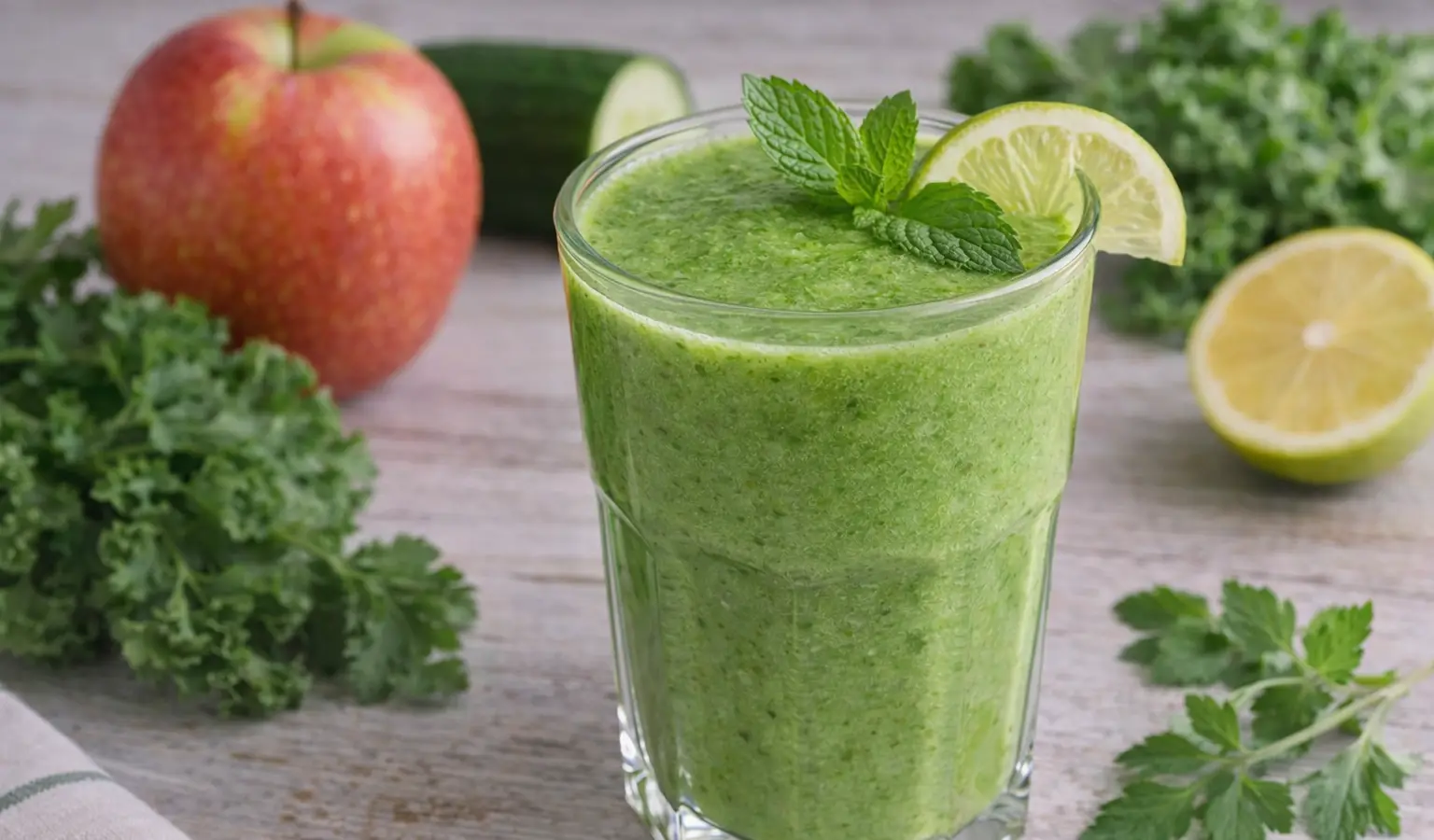 Koktajl z ogórka, mięty i jabłka