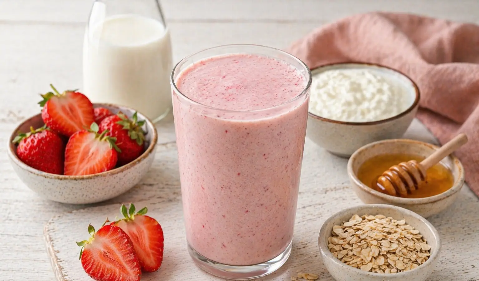 Koktajl proteinowy truskawkowy