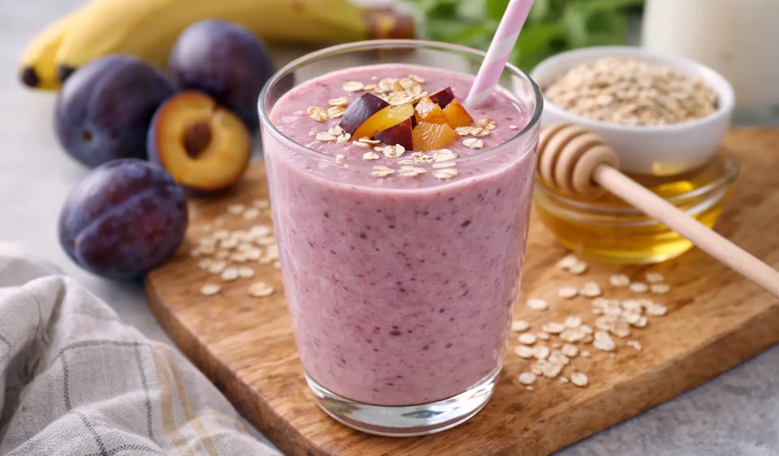 Koktajl śliwkowy z płatkami