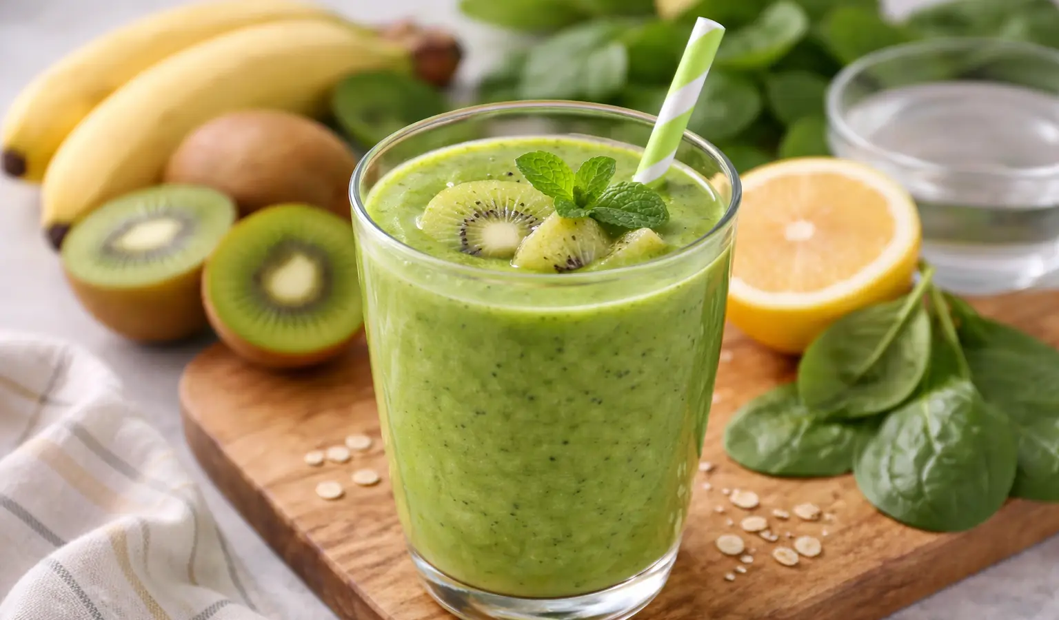 Zielony koktajl ze szpinakiem i kiwi