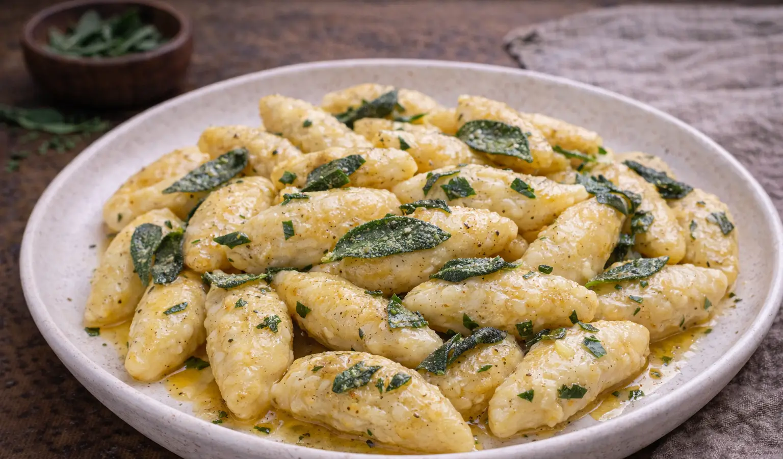 Kopytka z masłem i szałwią