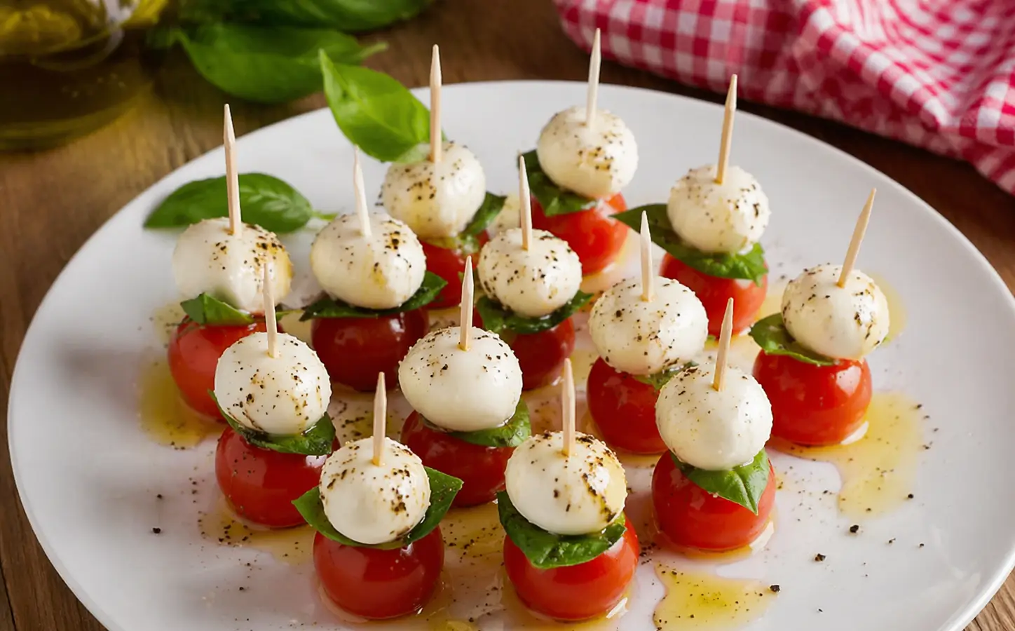 Koreczki z mozzarellą i pomidorkami