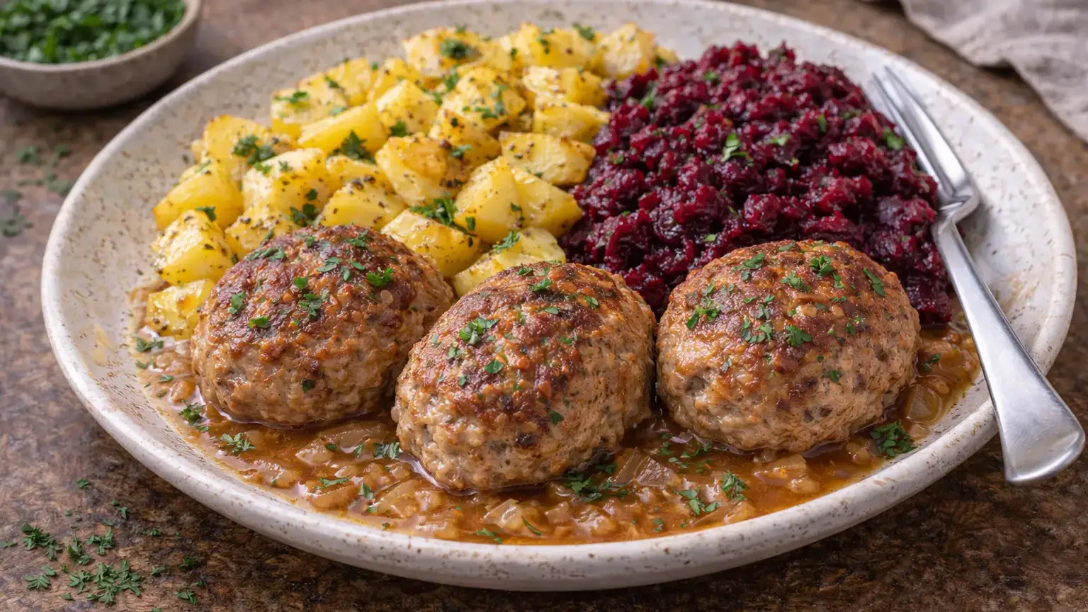 Kotlety mielone pieczone z buraczkami