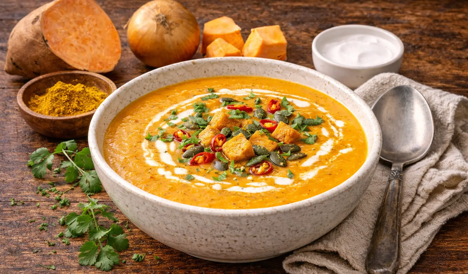 Krem z batata i mleka kokosowego