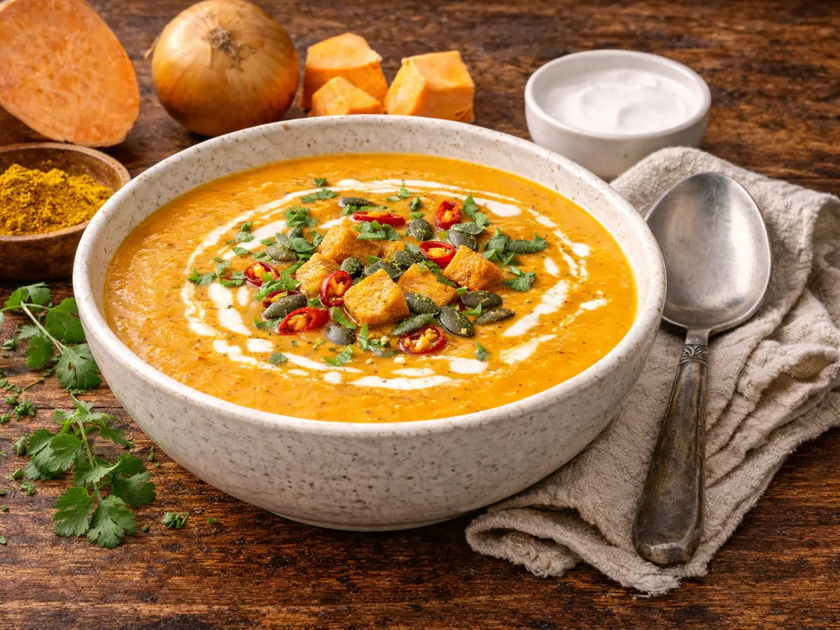 Krem z batata i mleka kokosowego