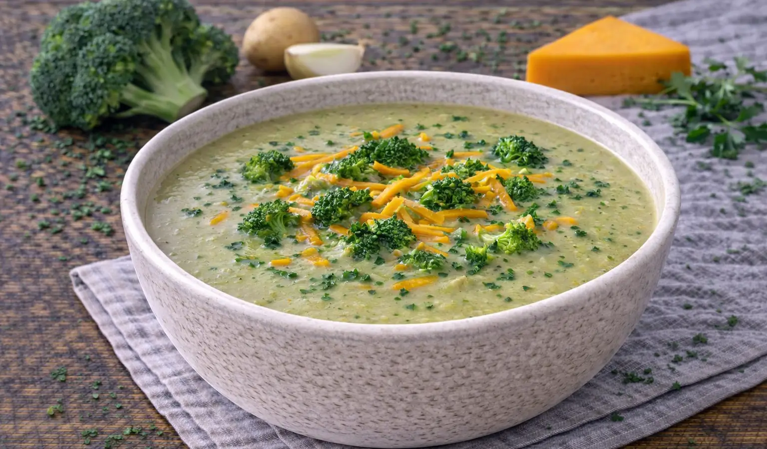 Krem z brokułów i sera cheddar