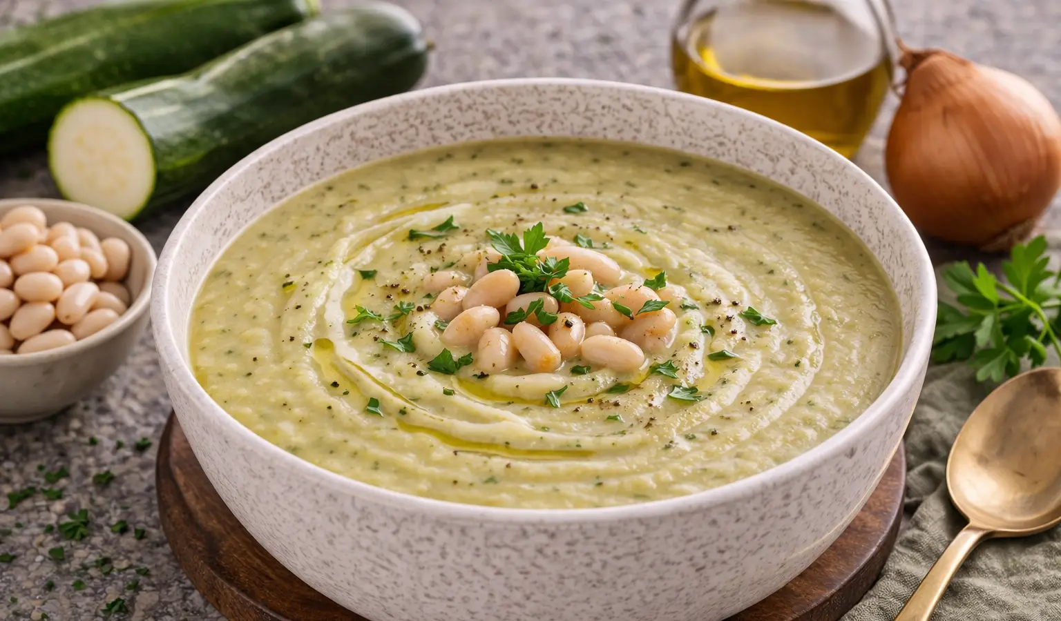 Krem z cukinii i białej fasoli