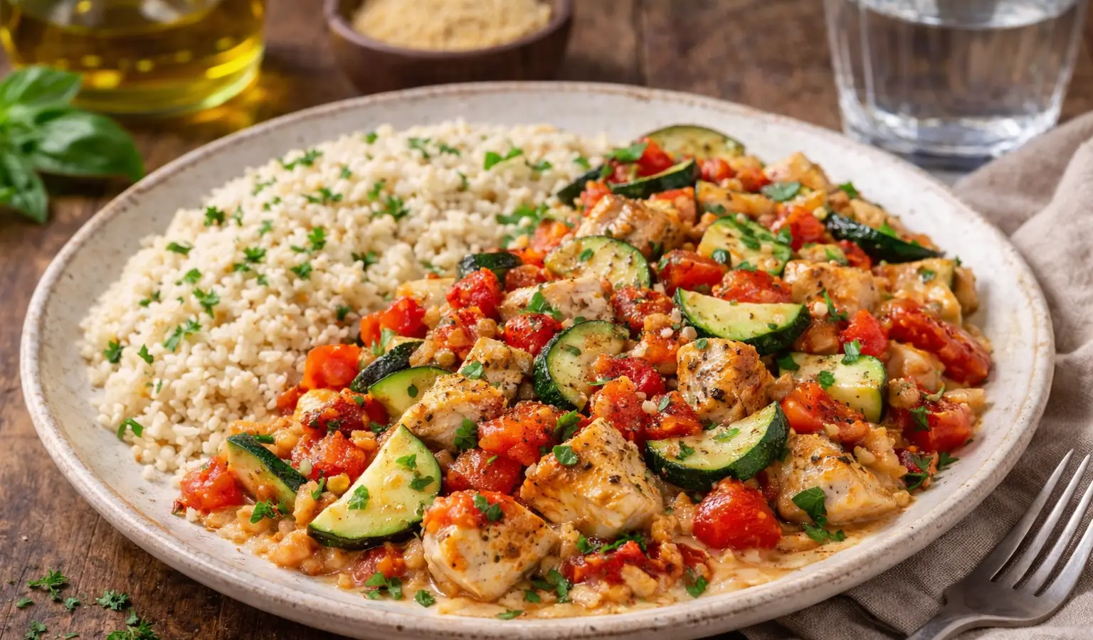 Kurczak z cukinią i pomidorami