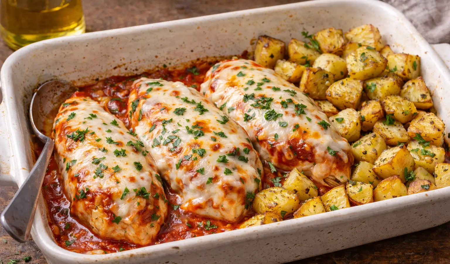 Kurczak zapiekany z mozzarellą i passatą